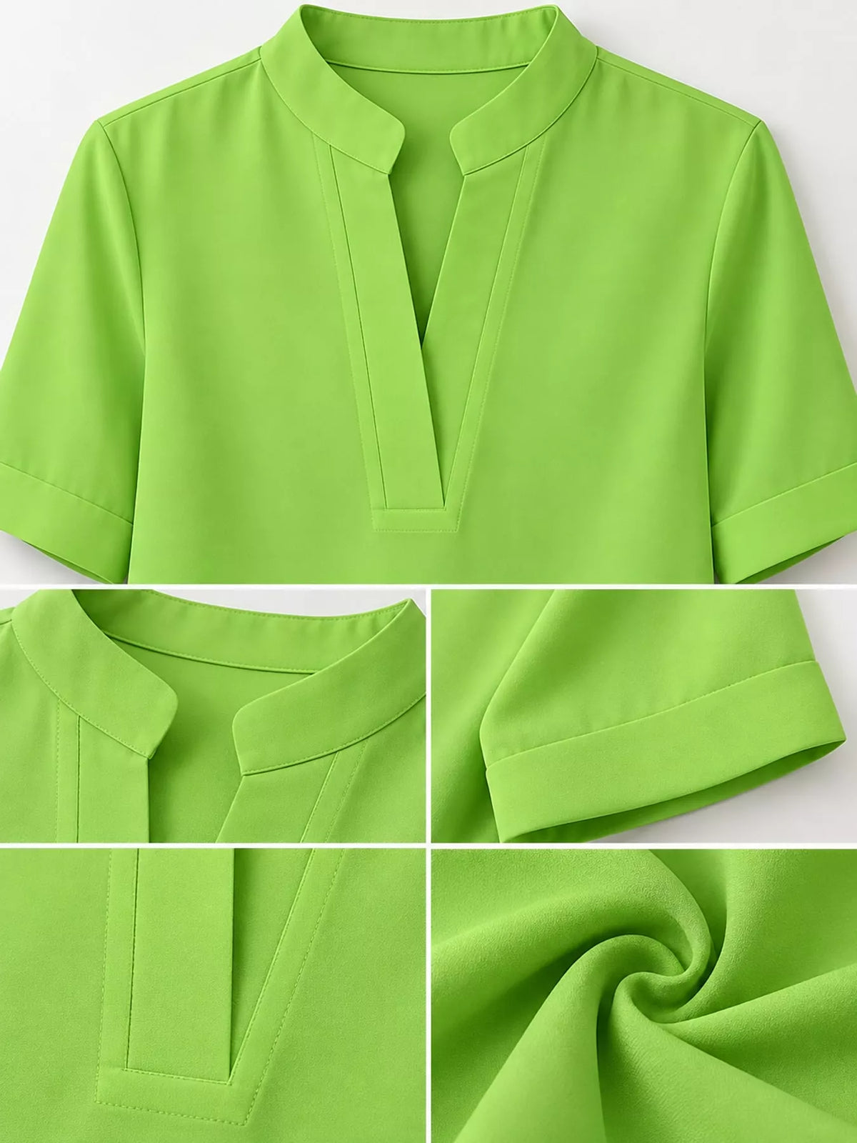 Notched-neck blouse, green garment details