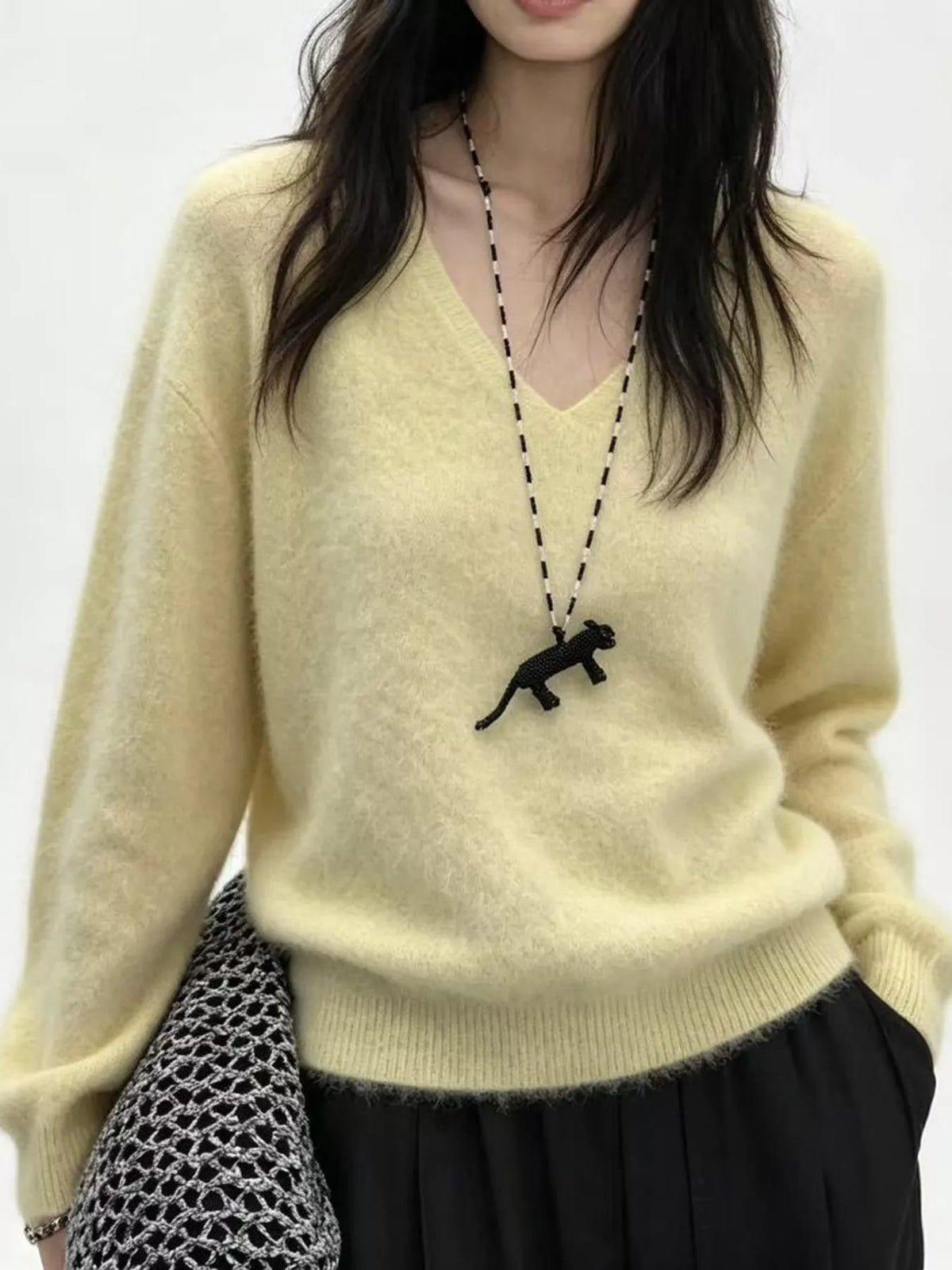 Yellow v-neck sweater
