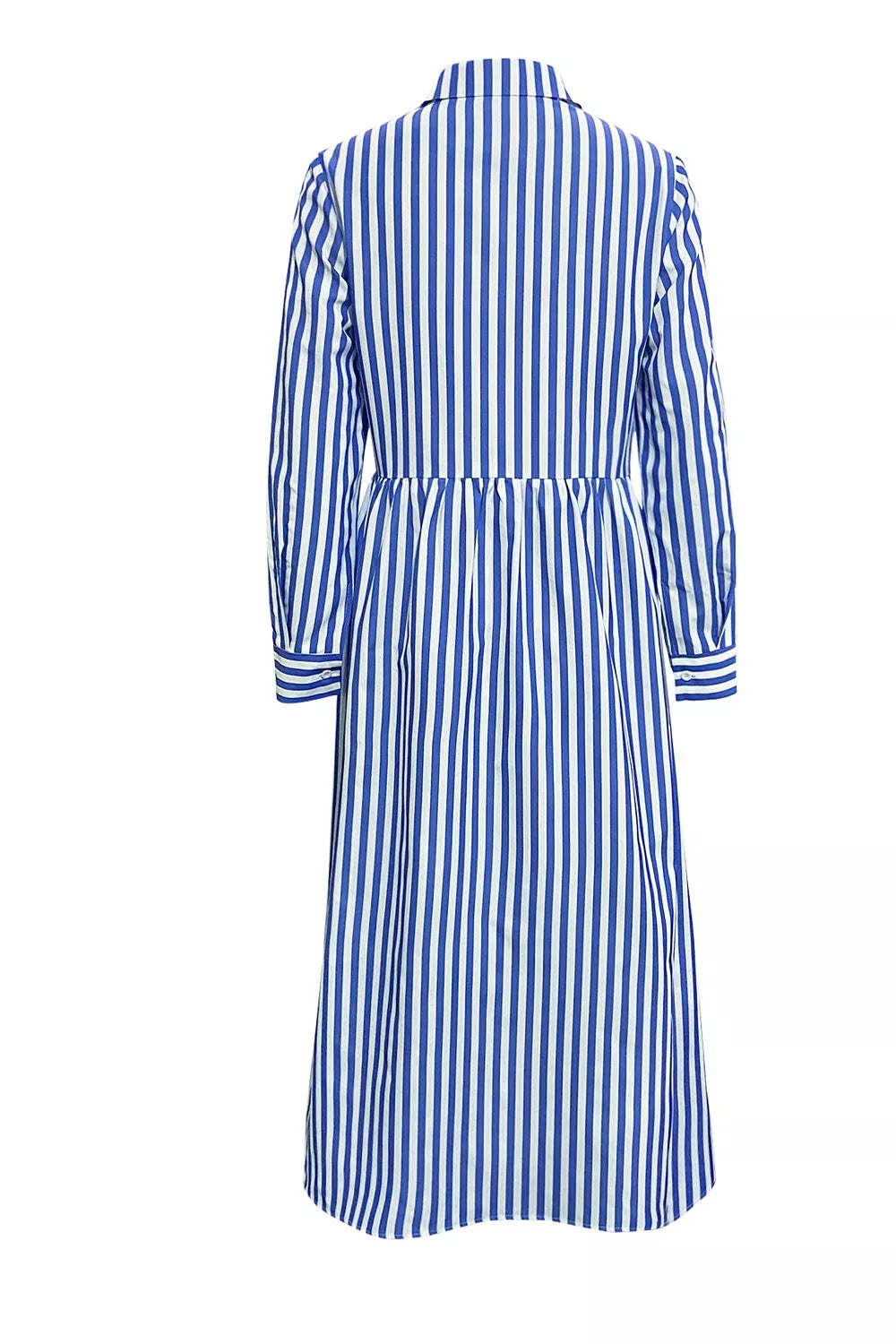 Trendsi Striped Long Sleeve Maxi Shirt Dress -