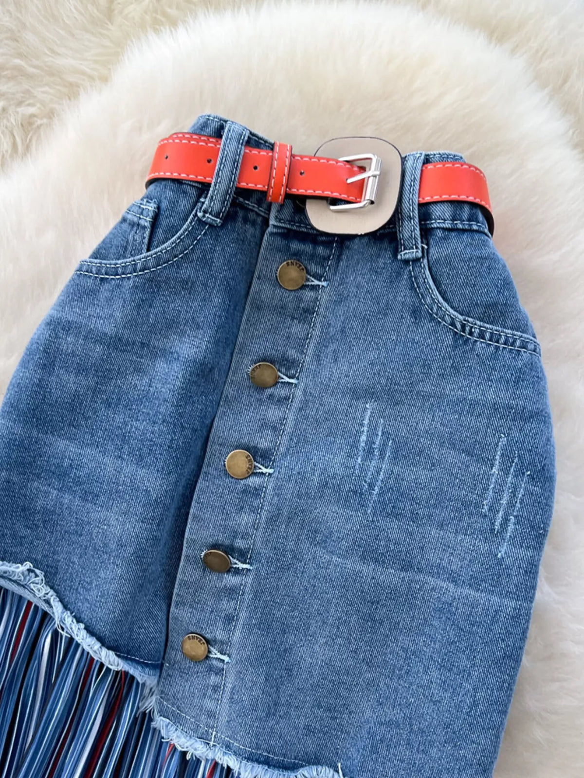 Trendsi Full Size Striped Patchwork Denim Skirt Plus Size -