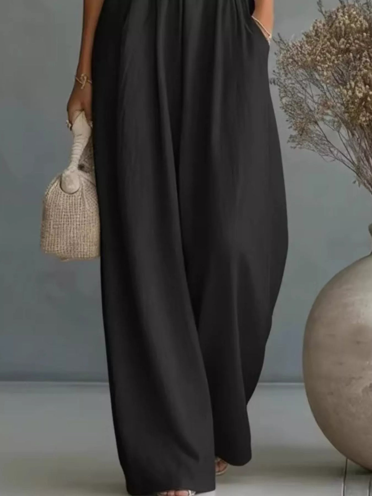 Trendsi Full Size Half Sleeve Wide-Leg Jumpsuit Plus Size -