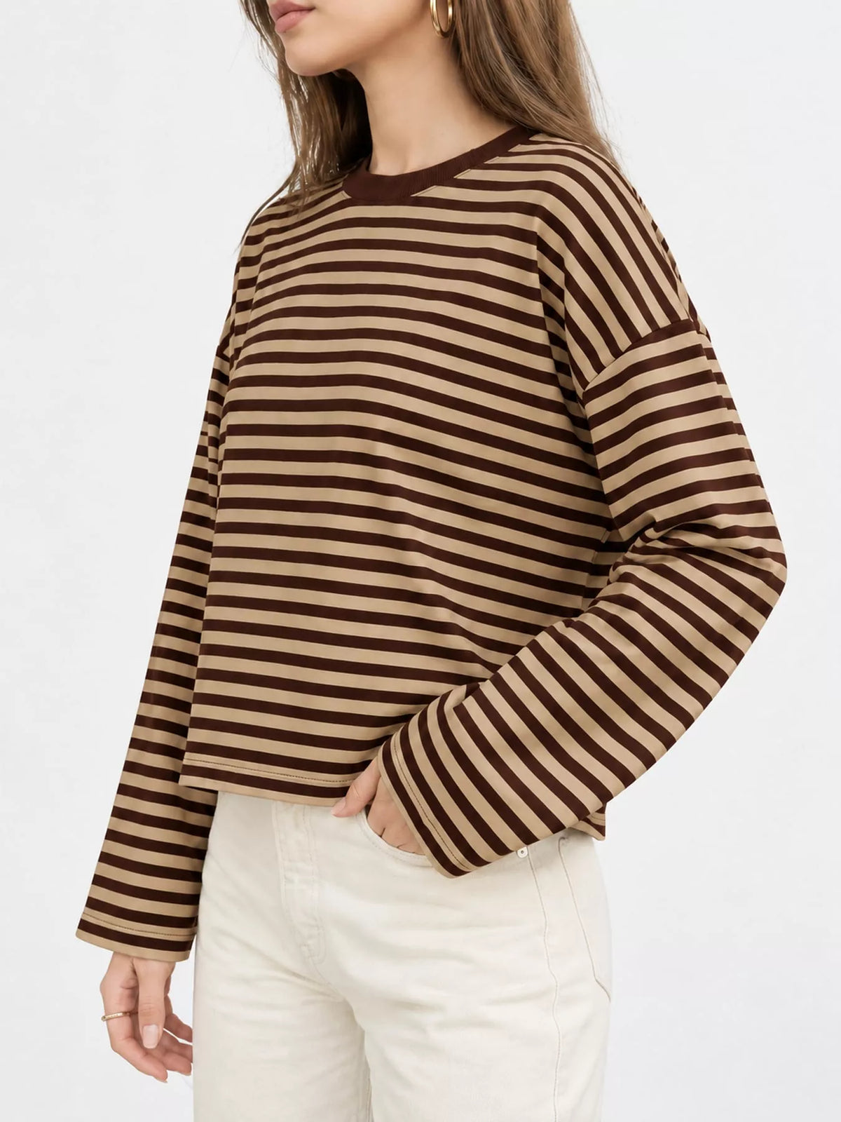 Long Sleeve Crew Neck T-Shirt — side view
