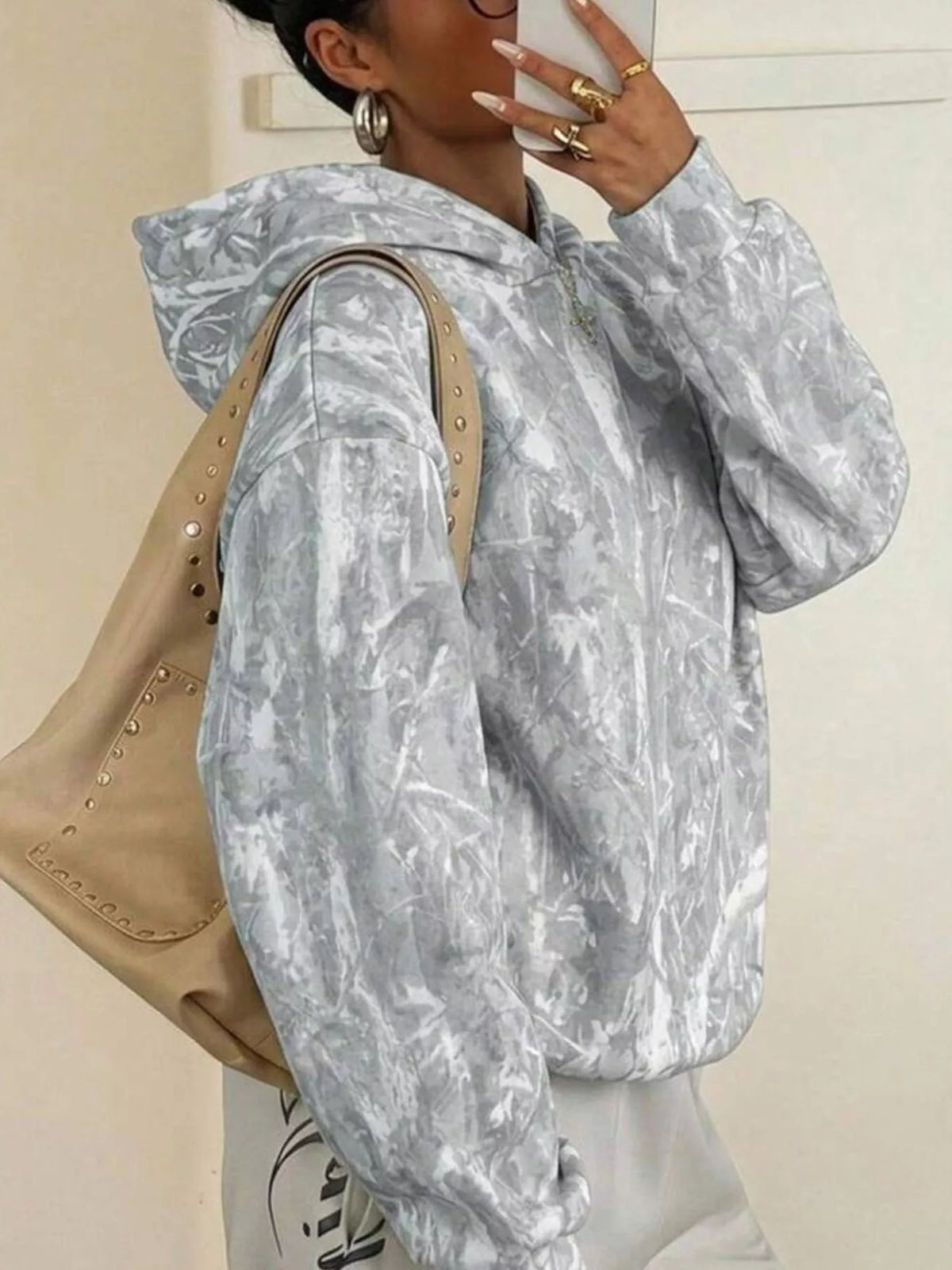 Trendsi Leopard Dropped Shoulder Hoodie -