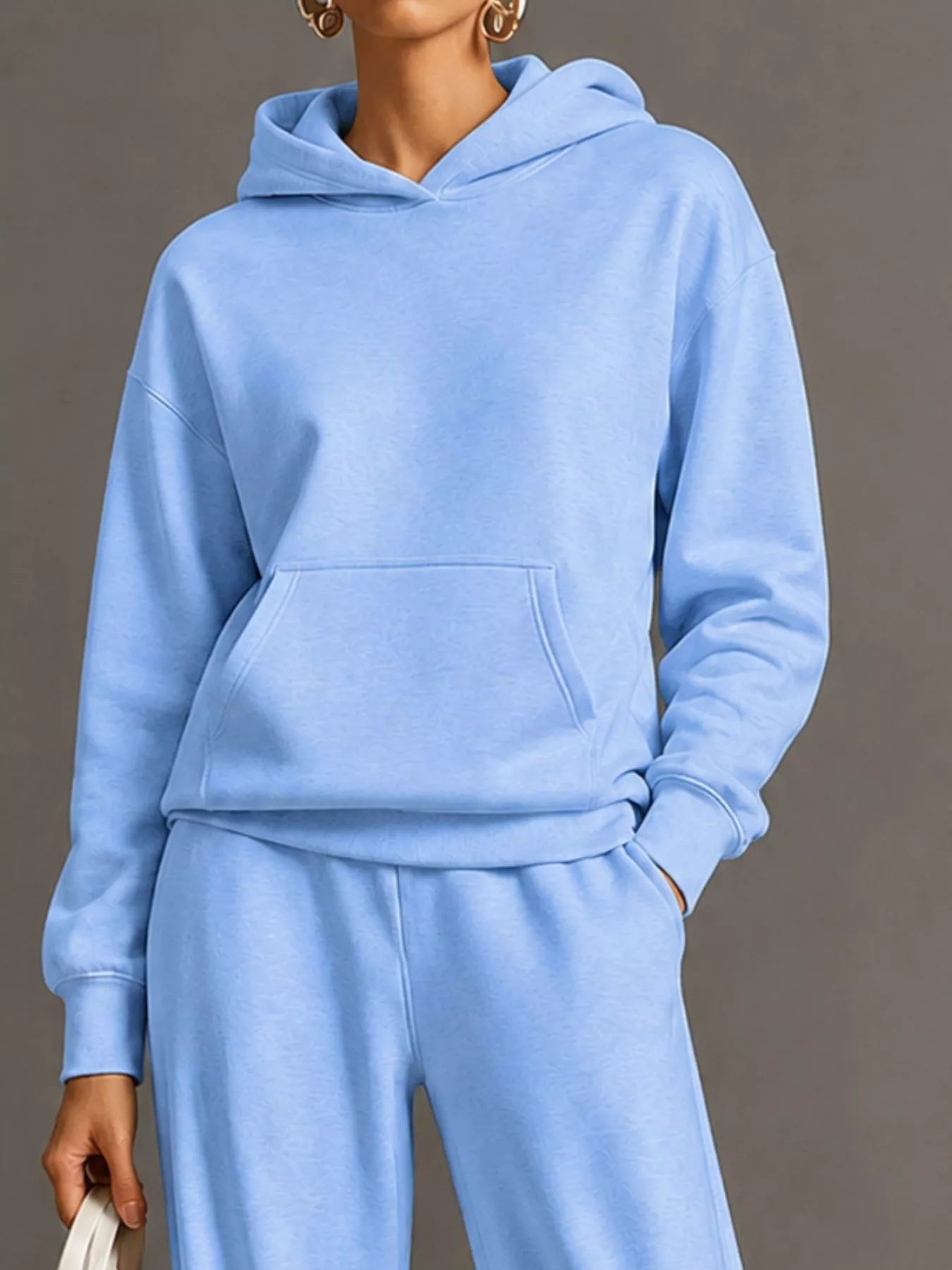 Trendsi Kangaroo Pocket Hoodie and Pants Set -