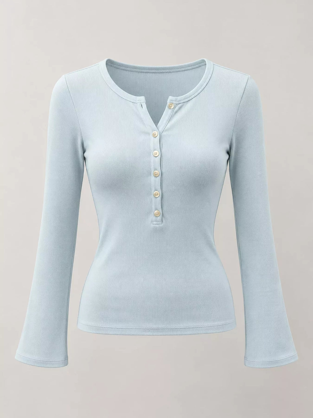 Blue button detail long sleeve t-shirt