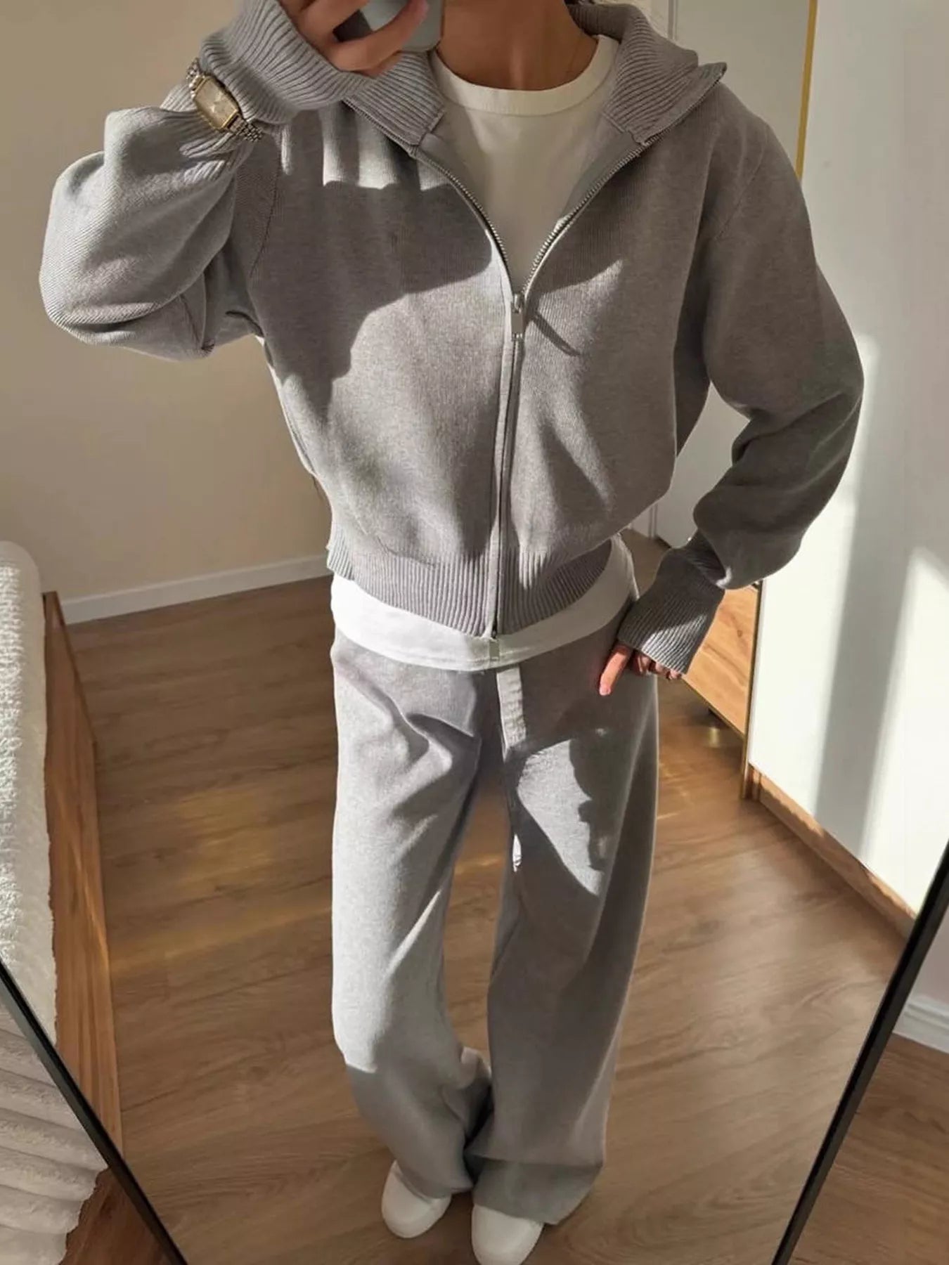 Trendsi Zip-Up Hoodie and Pants Set -