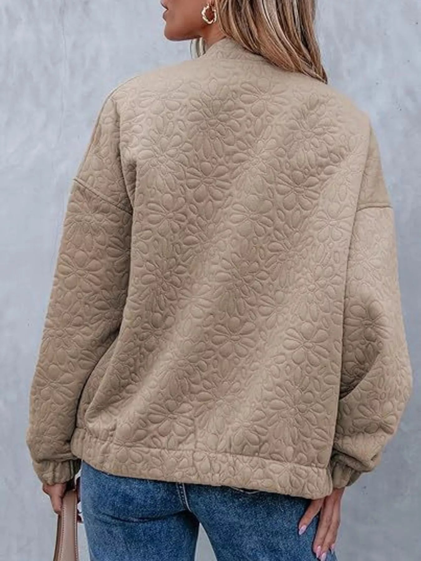 Trendsi Floral Quilted Zip Up Jacket -