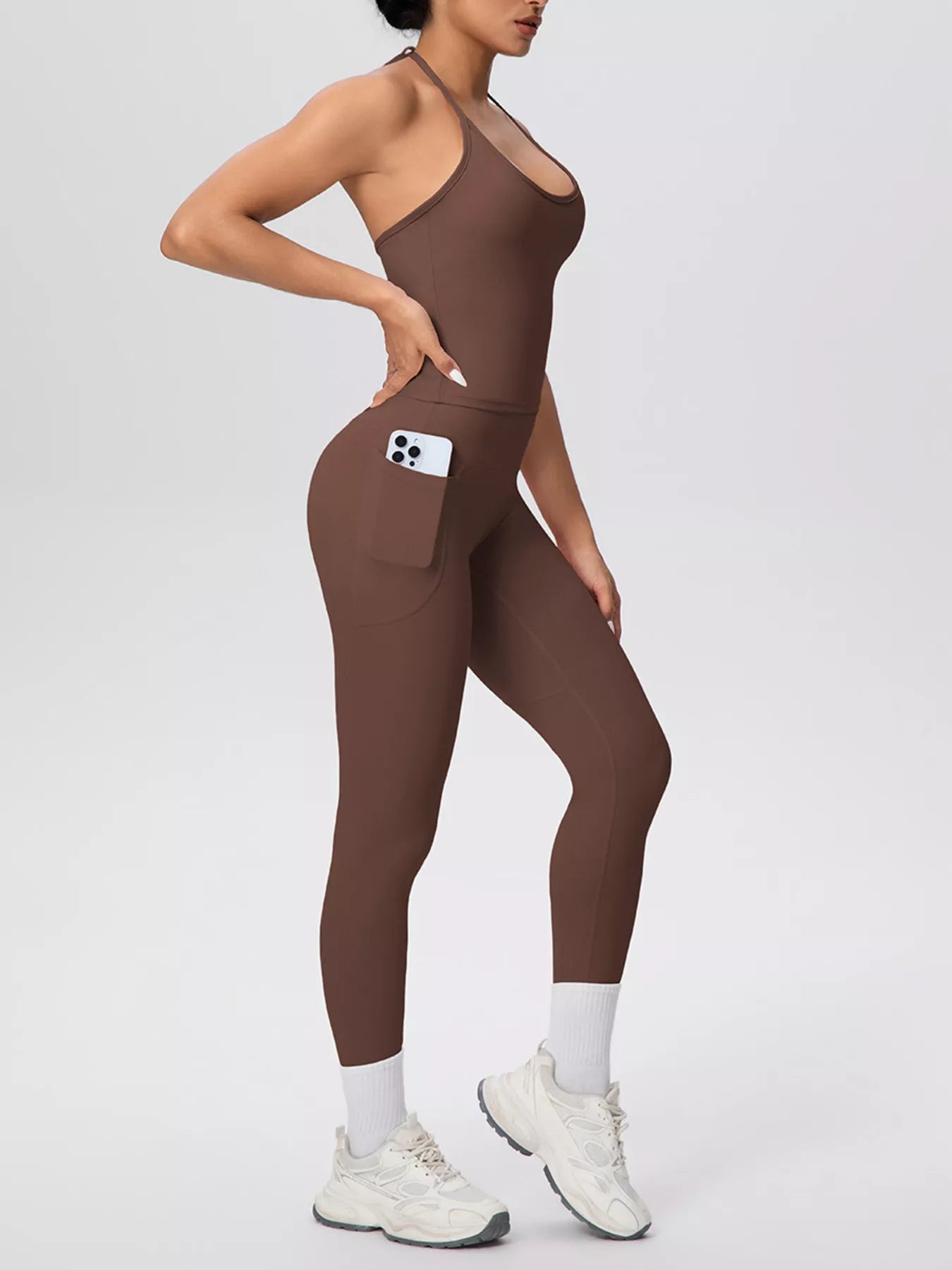 Trendsi Halter Neck Cami and High-Waisted Leggings Active Set -