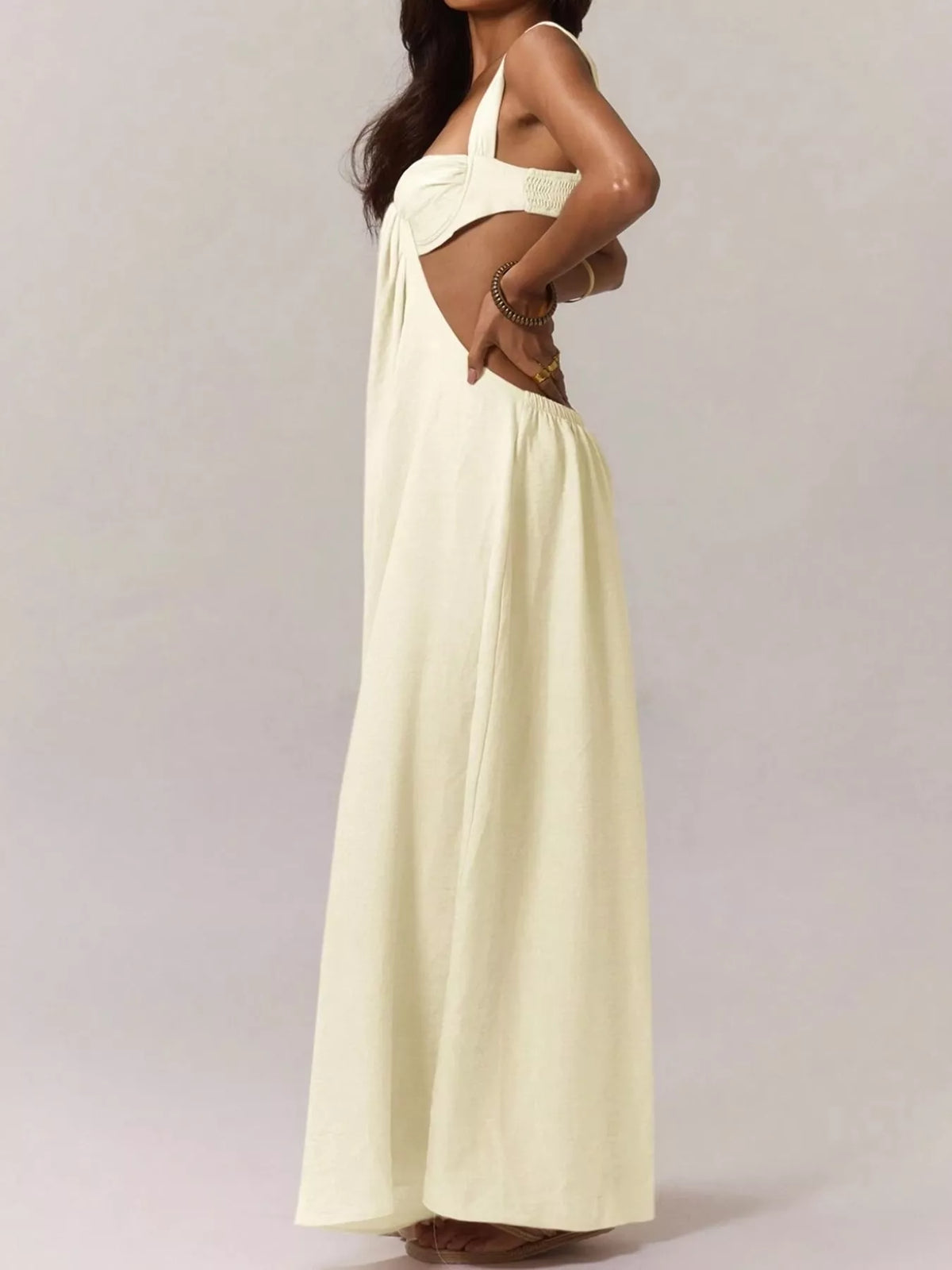 Cutout jumpsuit, cream side