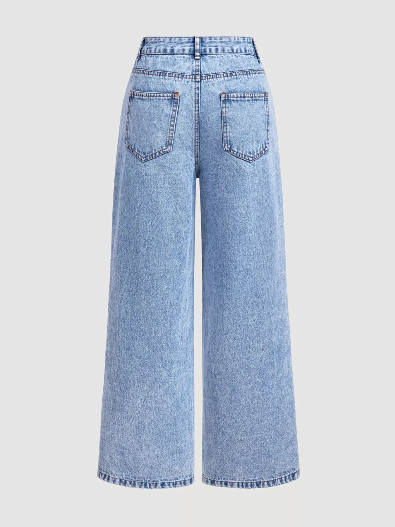 Trendsi Embroidered High-Waisted Wide-Leg Jeans -