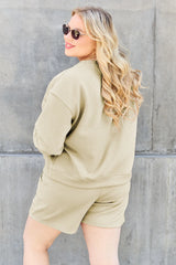 Trendsi Double Take Full Size Texture Long Sleeve Top and Drawstring Shorts Set -