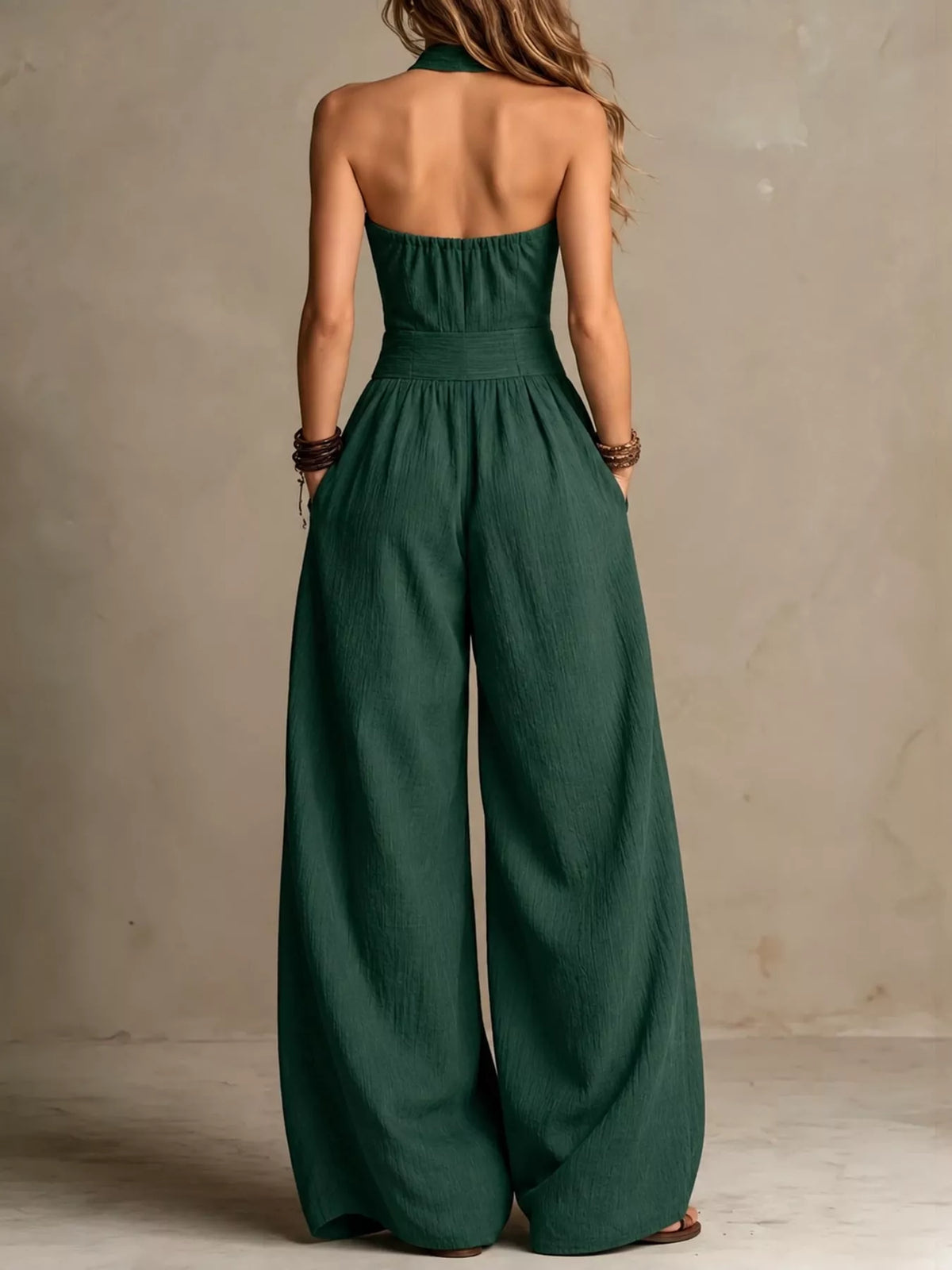 Wide-leg jumpsuit, green back