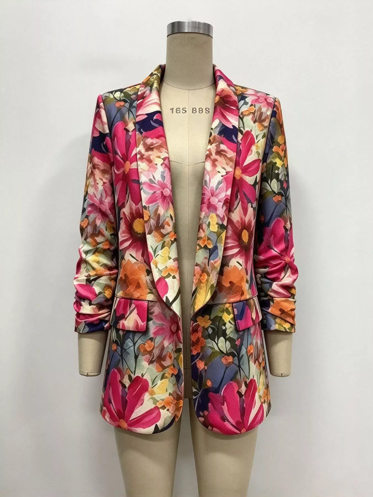 Hot Pink floral print button up blazer