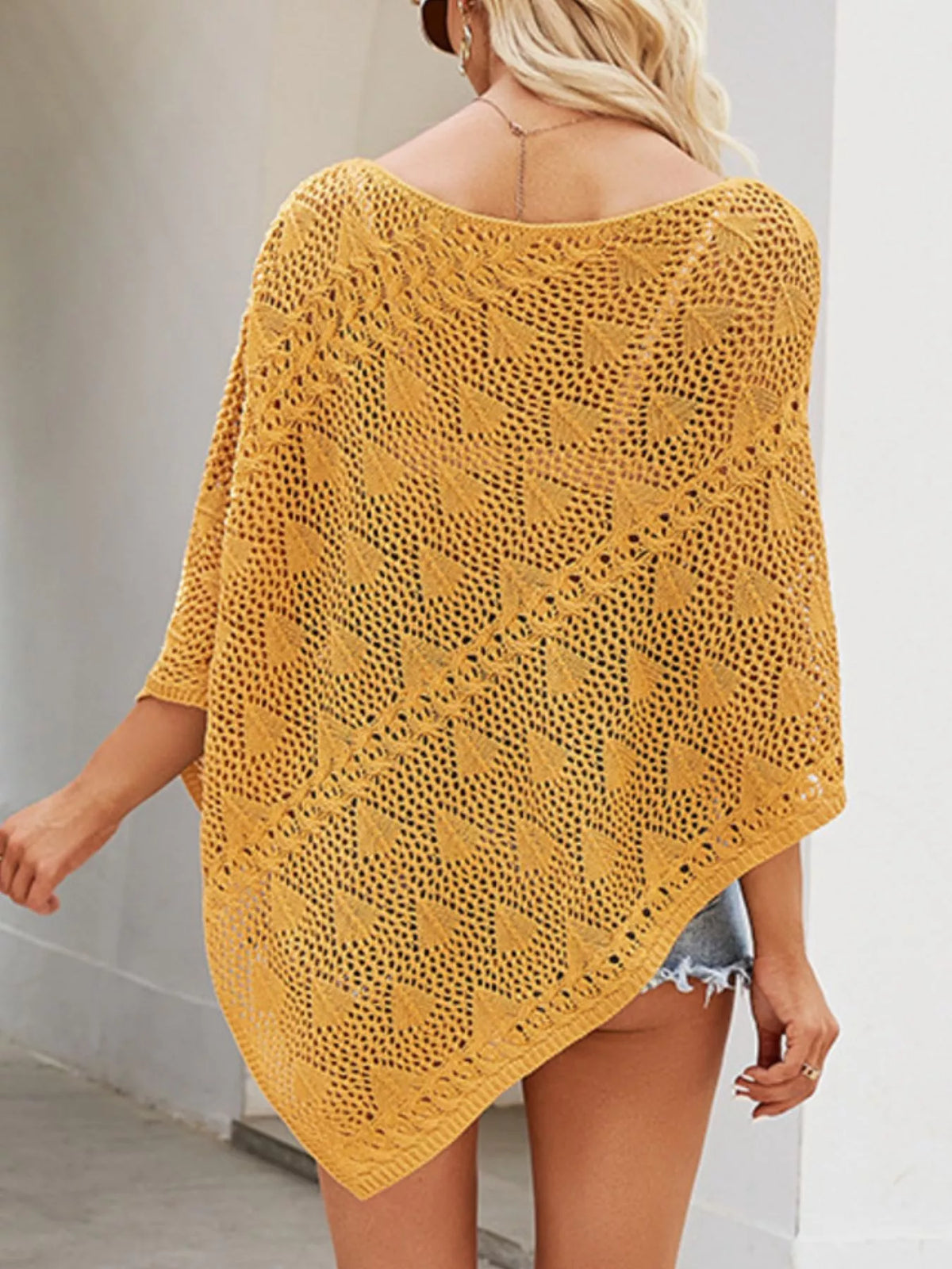 Poncho-style knit cover-up