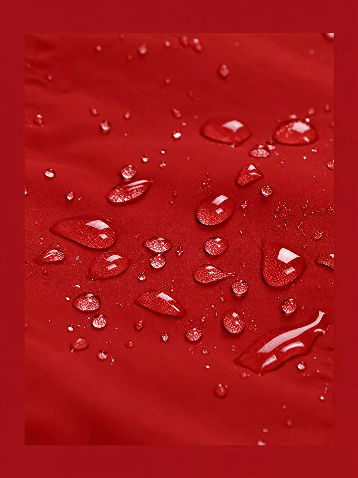 Red drawstring hooded jacket, detail view