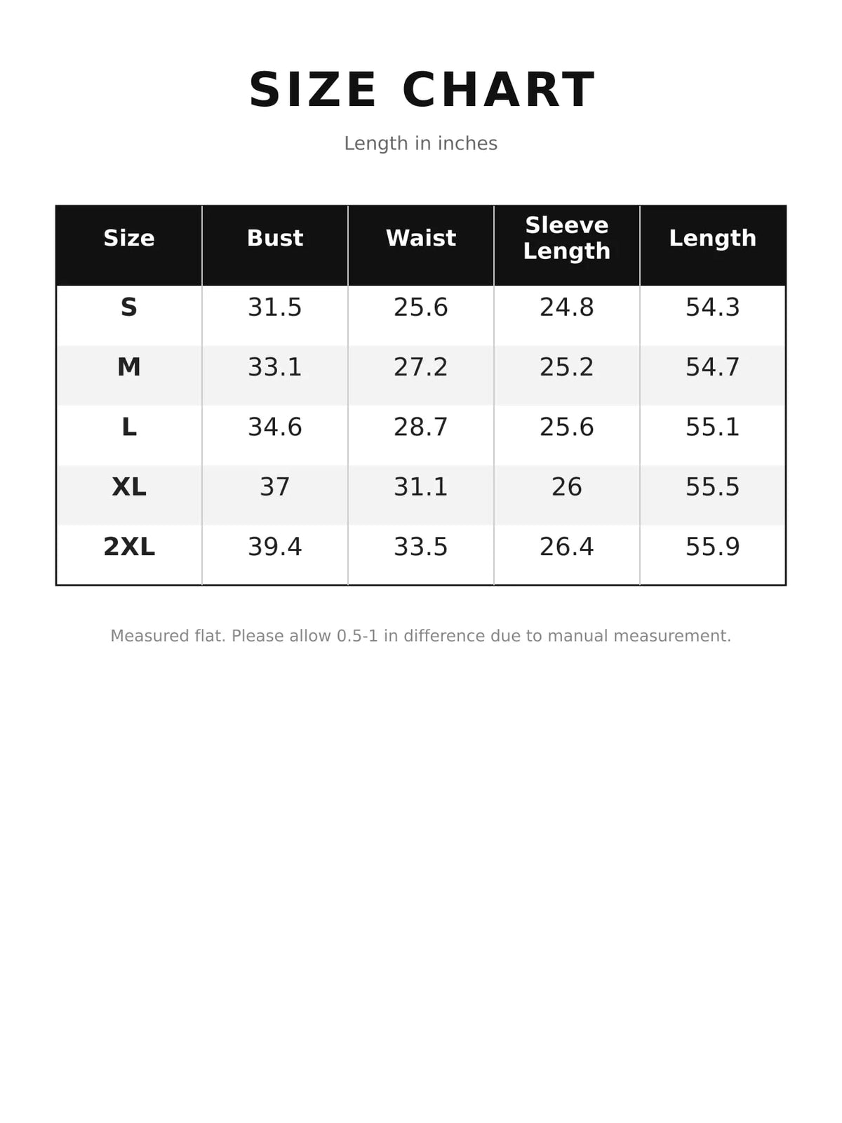 Size chart for lace mock neck mermaid midi dress