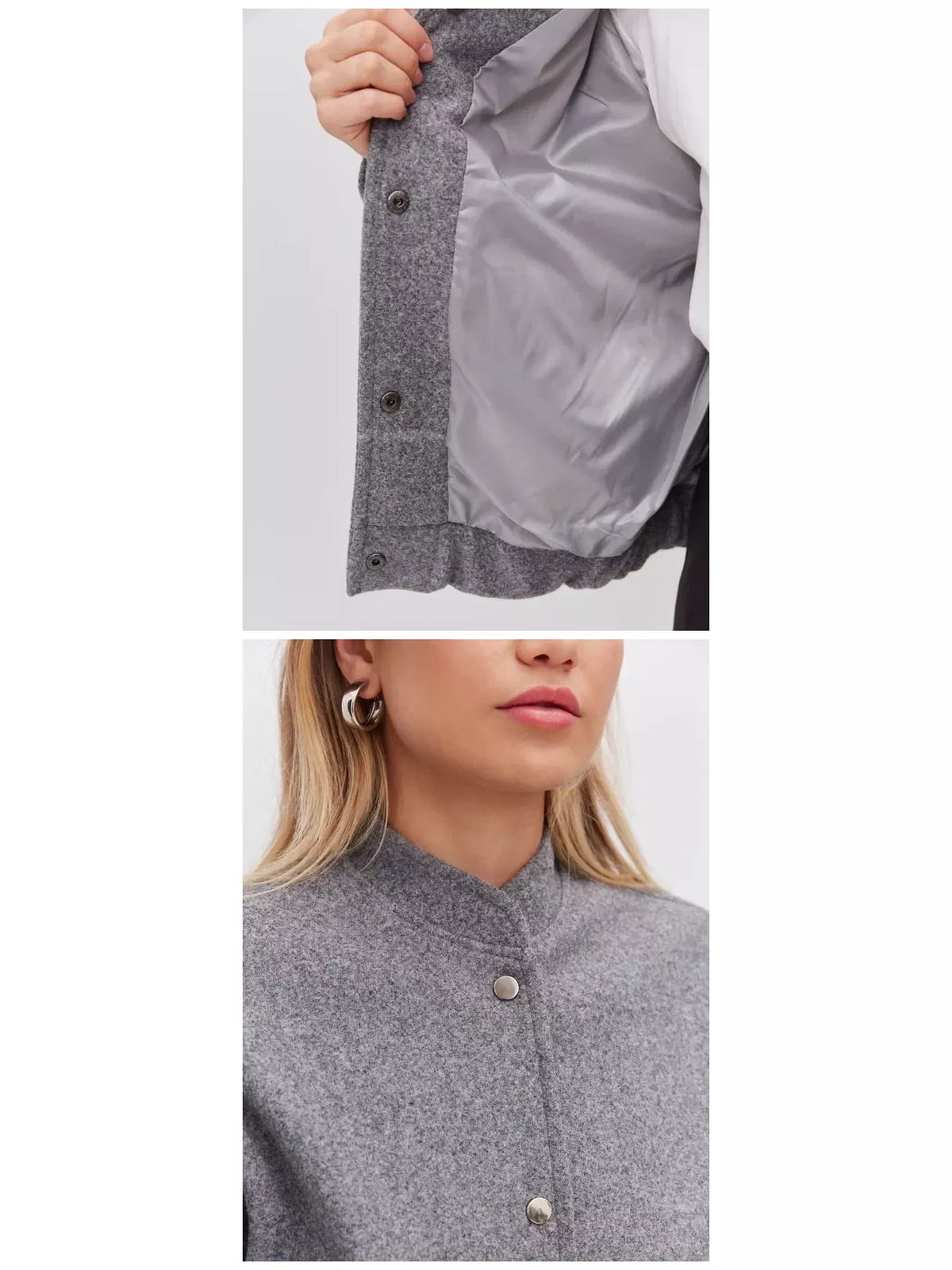 Gray snap-button bomber jacket