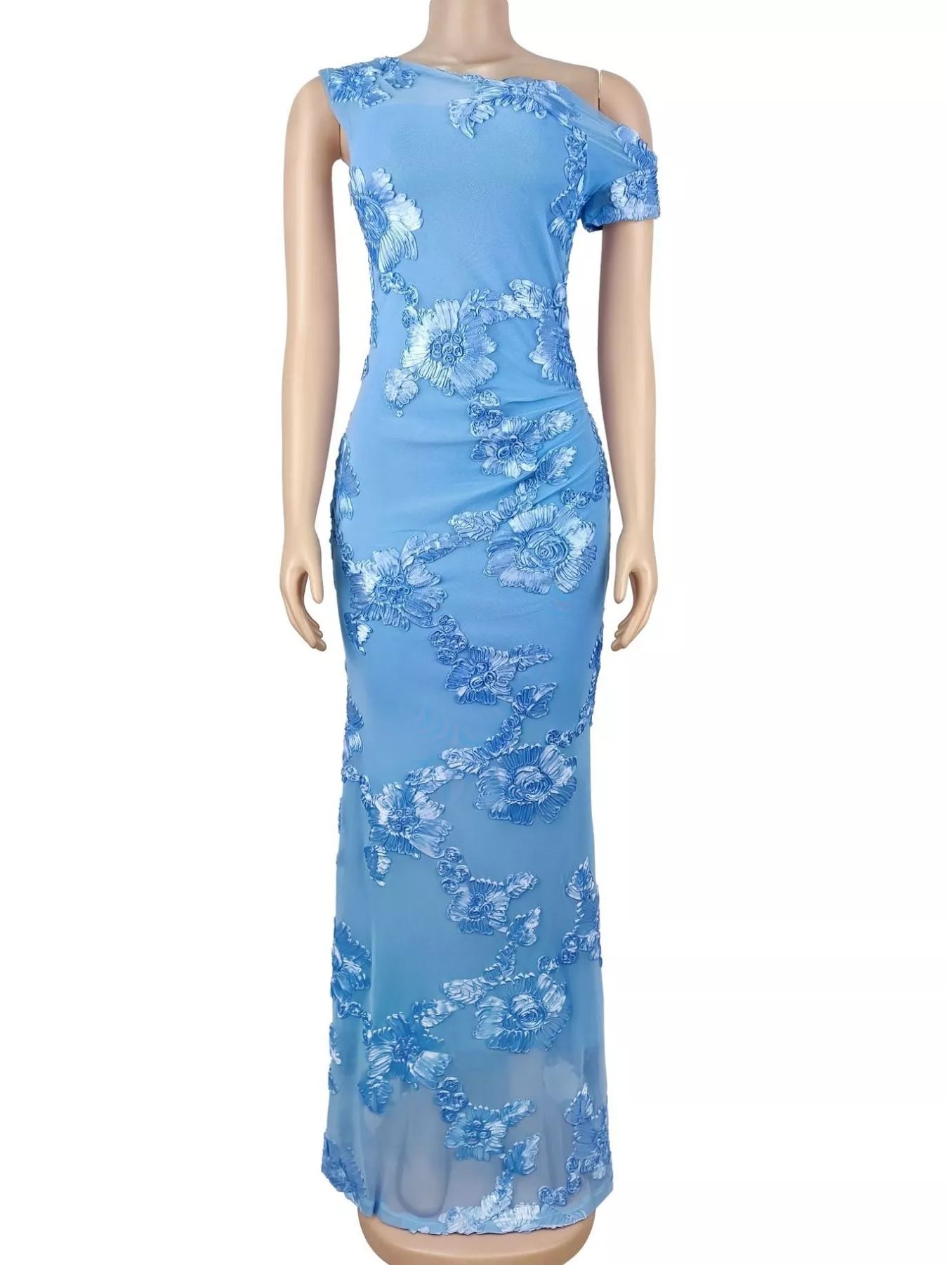 Trendsi Embroidered One Shoulder Maxi Dress -