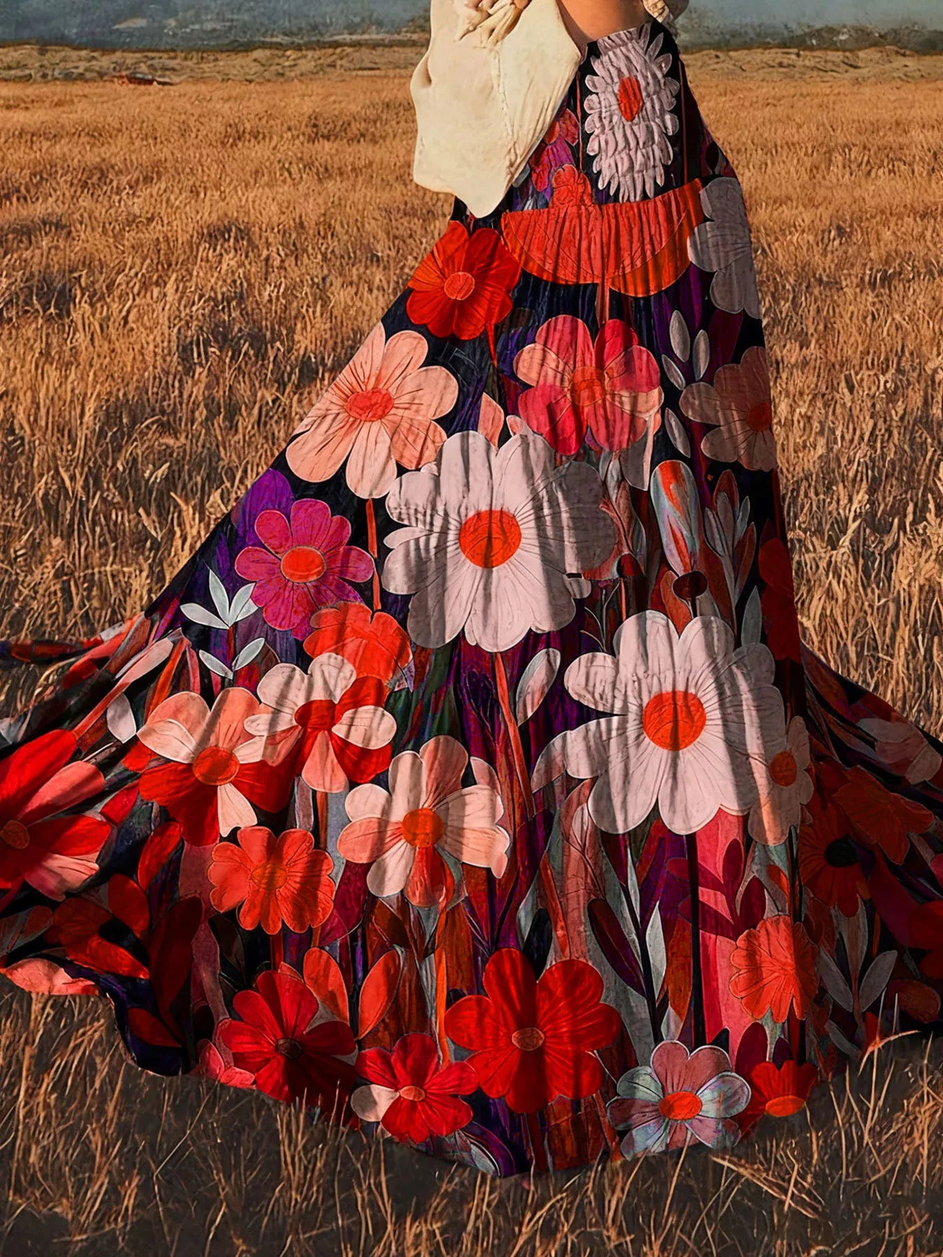 Trendsi Floral Print High-Waisted Maxi Skirt -