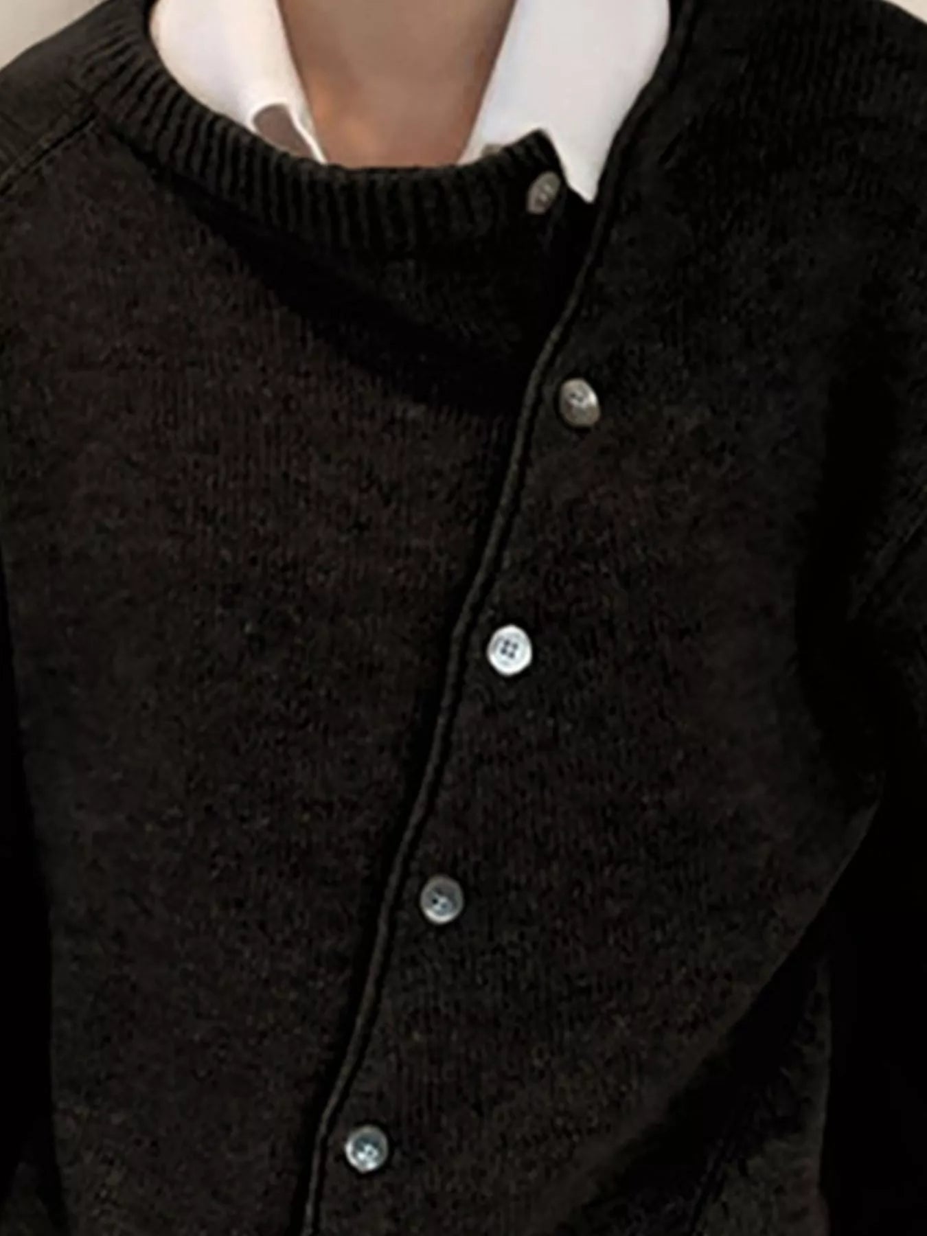 Trendsi Asymmetric Button-Down Sweater -