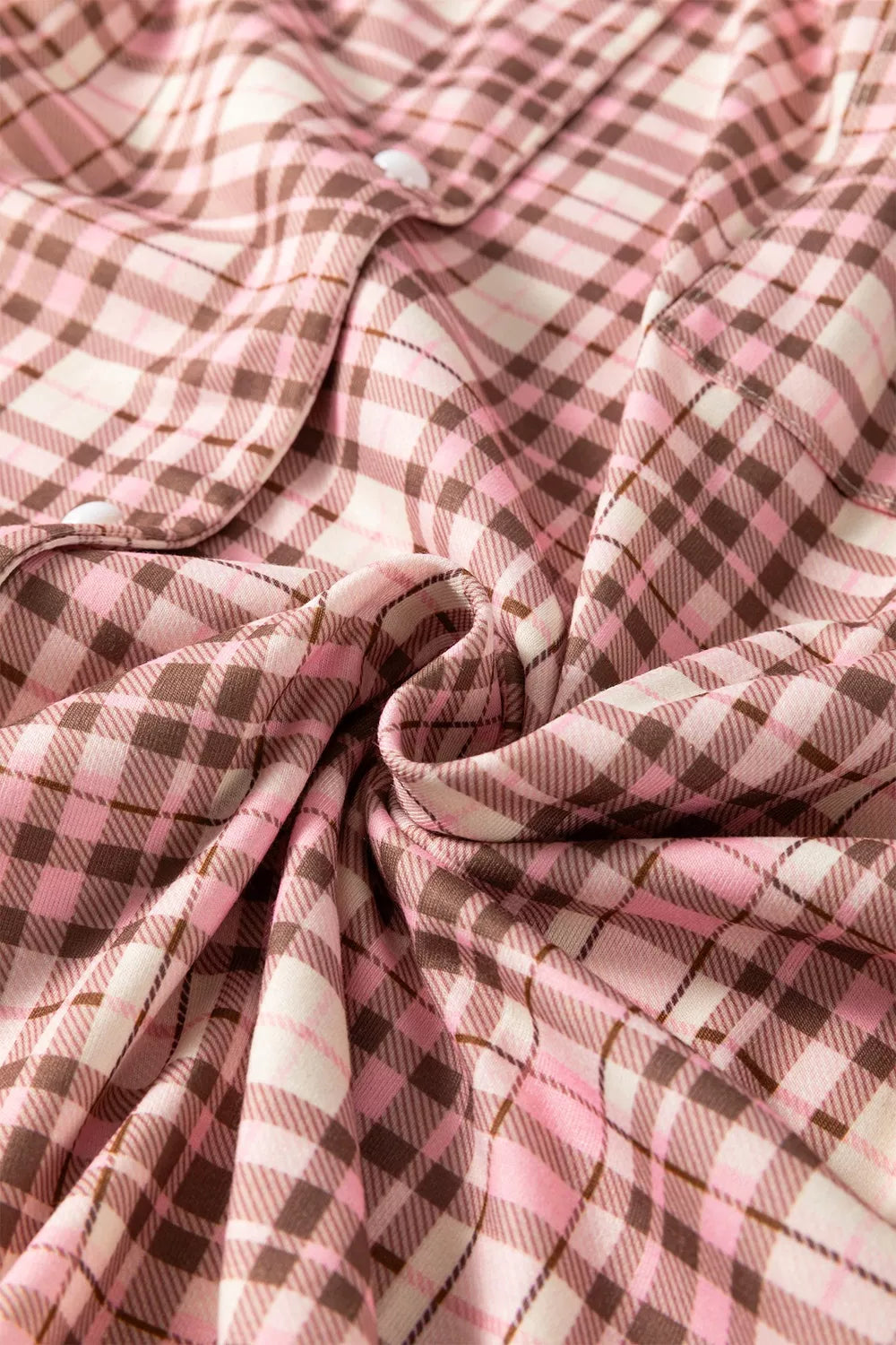 Trendsi Plaid Patch Pockets Long Sleeve Lounge Set -