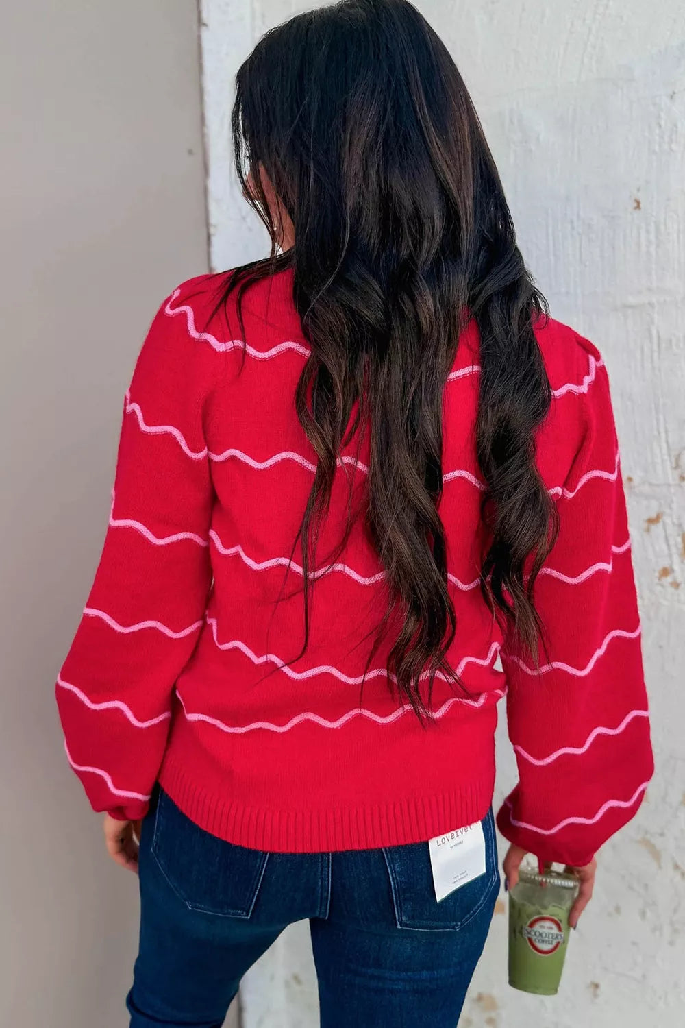 Trendsi Striped Round Neck Long Sleeve Shift Pullover Sweater -