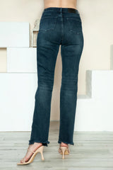 Trendsi Judy Blue Full Size Button Fly Hem Destroy Straight Jeans - Pants