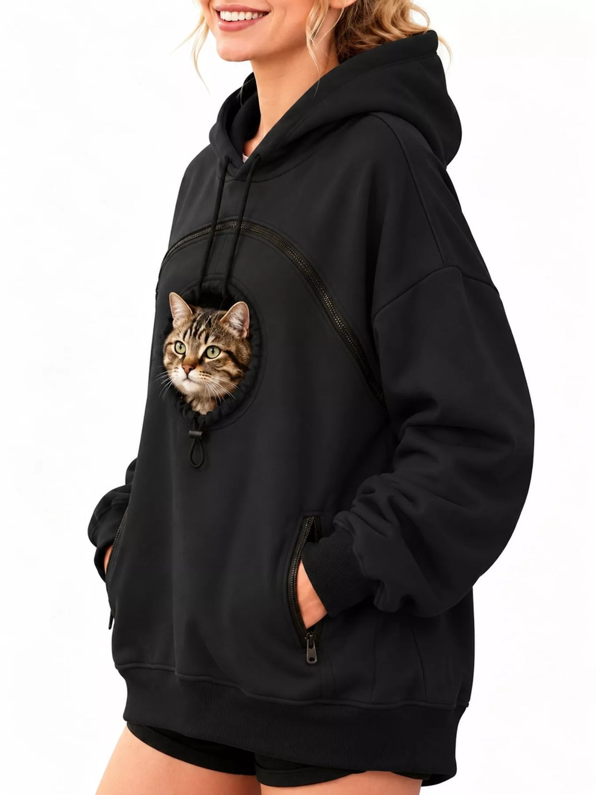 Black kangaroo pet pouch hoodie