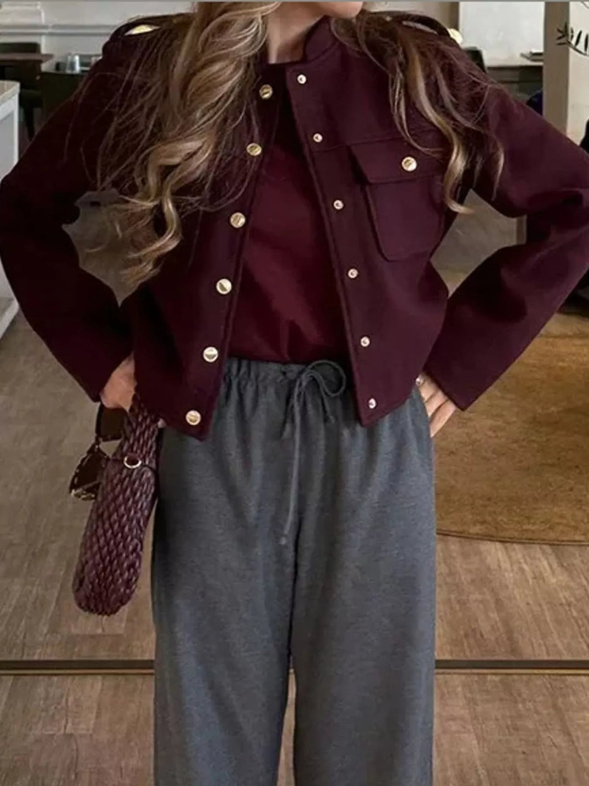 Snap-Front Cropped Jacket — front view