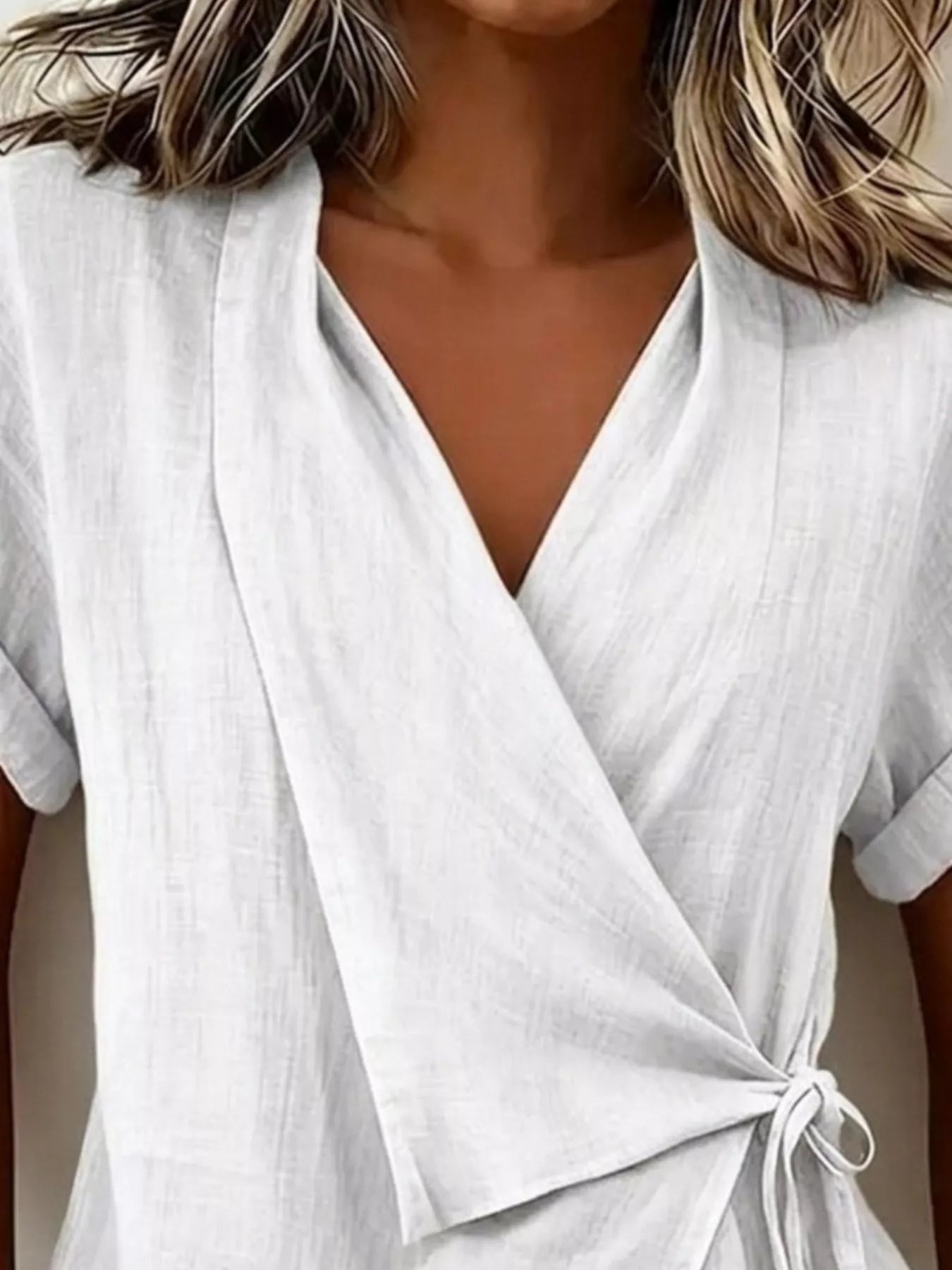 Trendsi Tie-Side Detail Wrap Top -