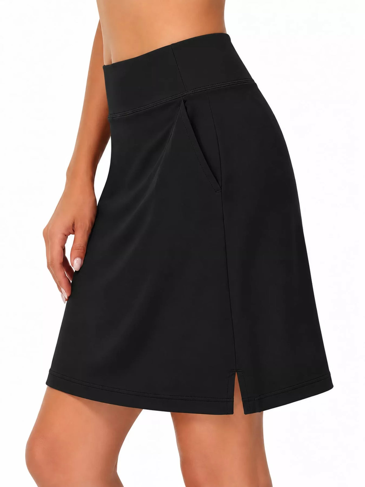 High-Waisted Athletic Skort with Side Pockets — side view