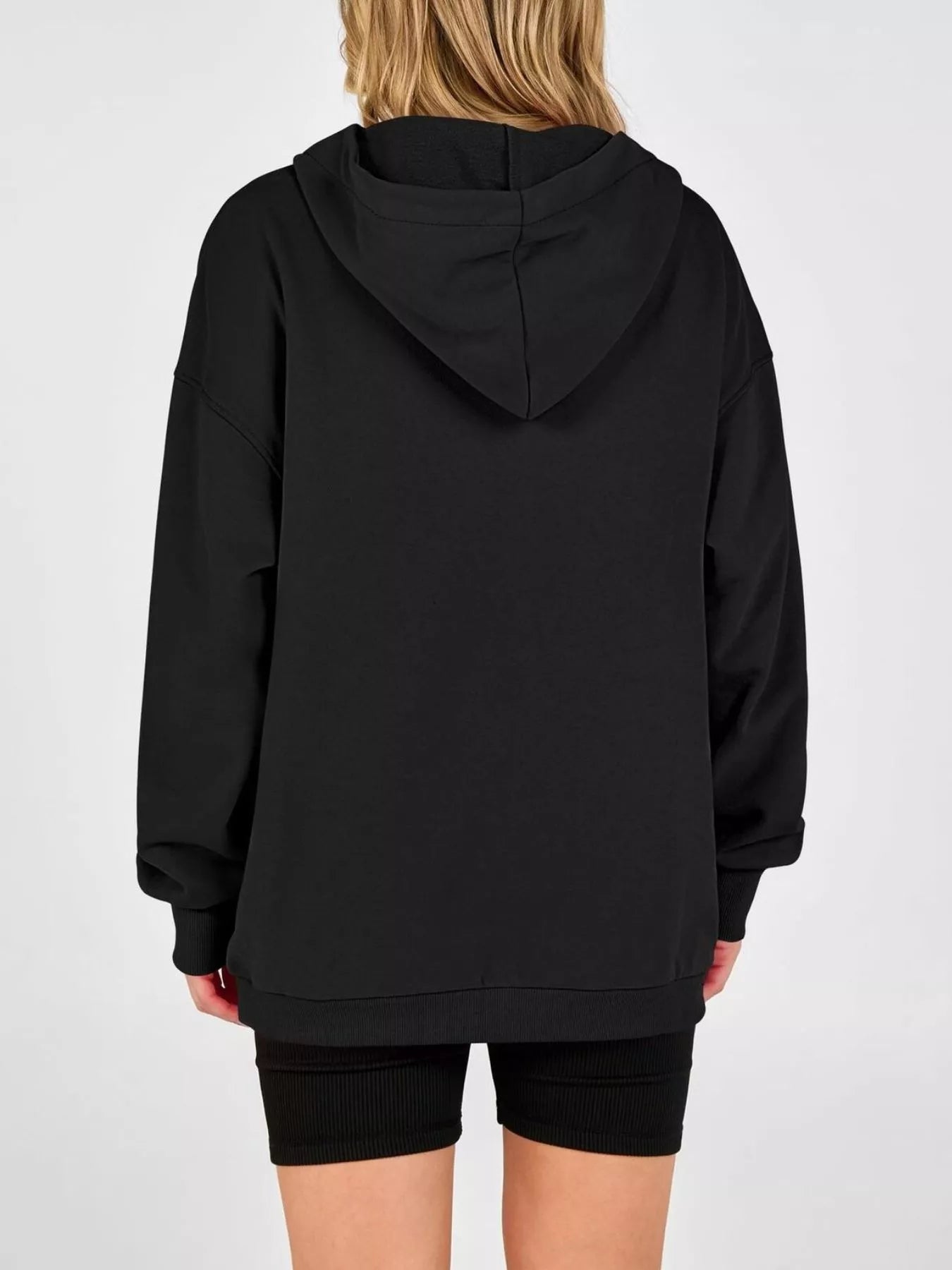 Trendsi Half Snap Dropped Shoulder Hoodie -