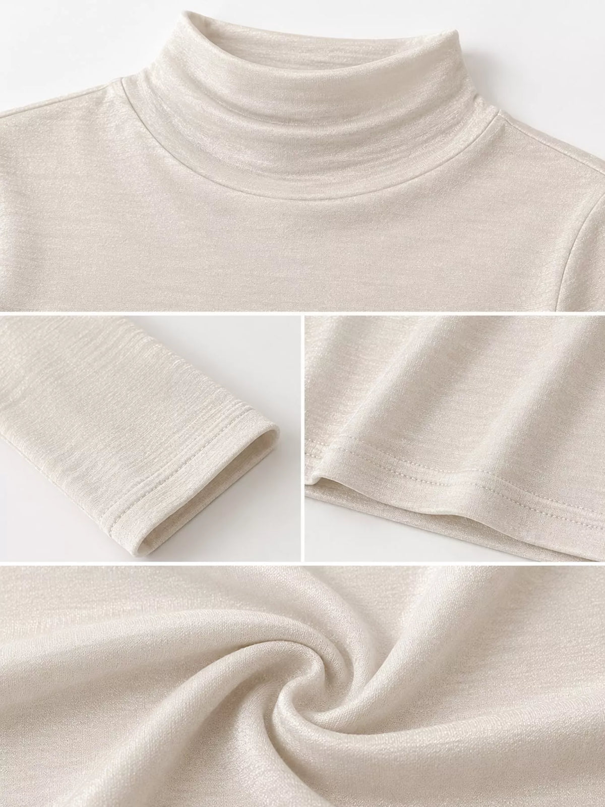 Slim-Fit Mock Neck Long Sleeve T-Shirt — garment construction details