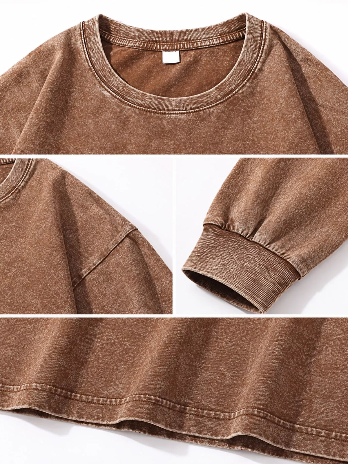 Washed Oversized Long Sleeve T-Shirt — garment construction details