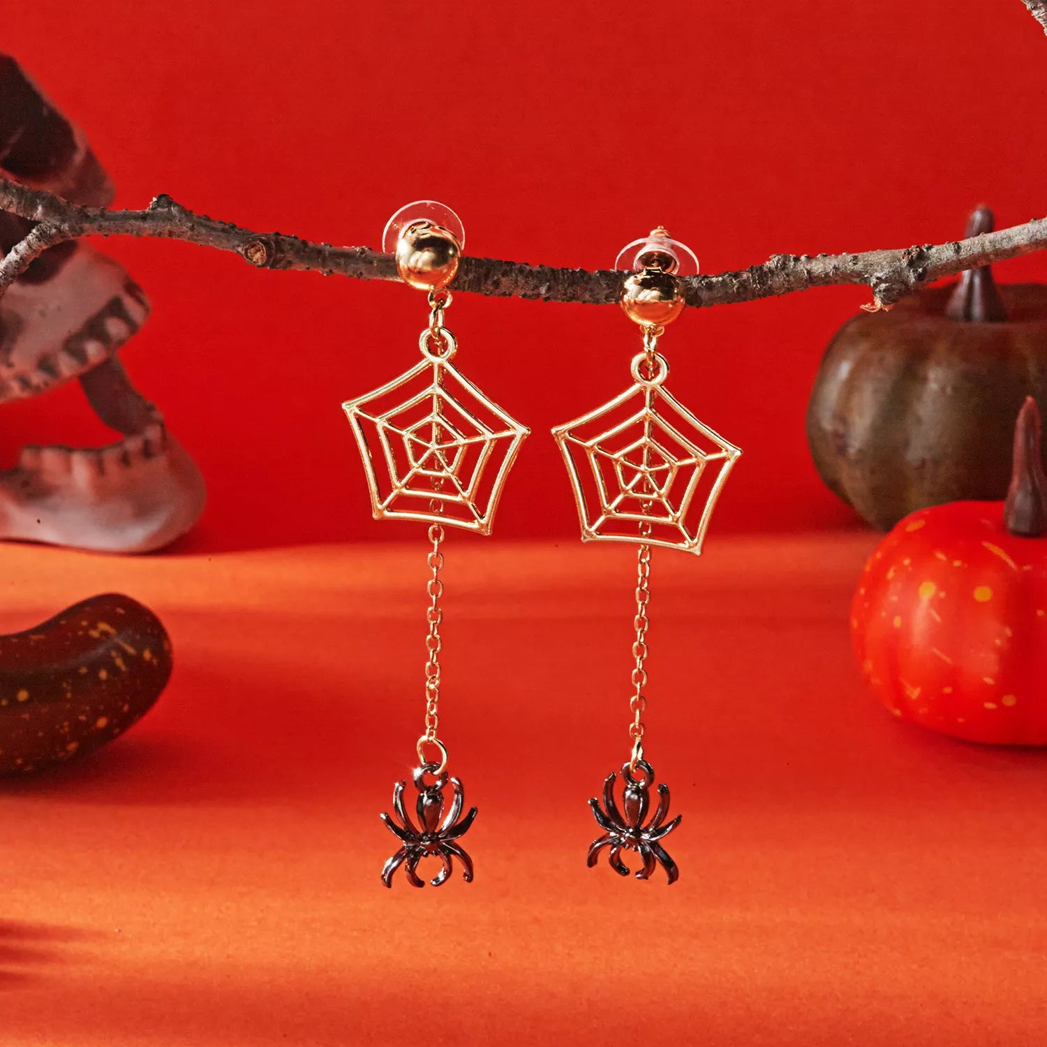 Trendsi 18K Gold-Plated Spider Drop Earrings -