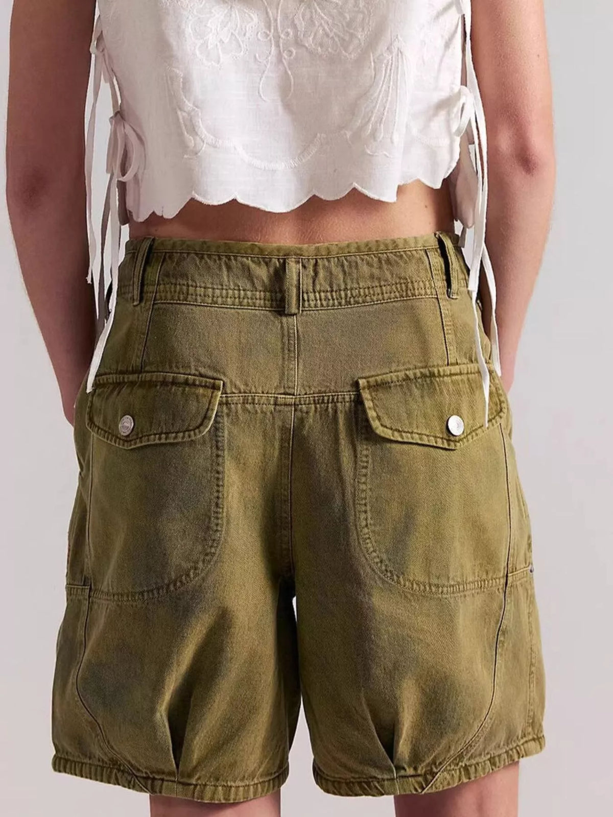 High-waisted denim shorts