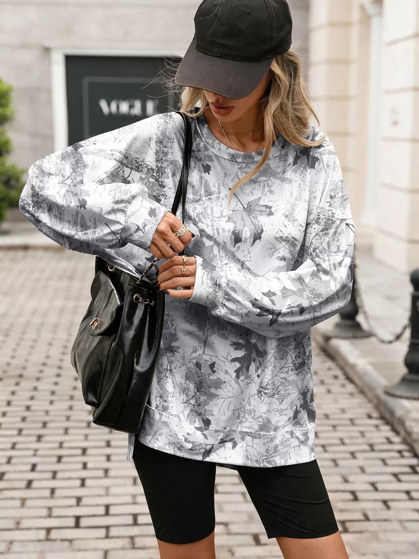 Trendsi Printed Round Neck Sweatshirt -