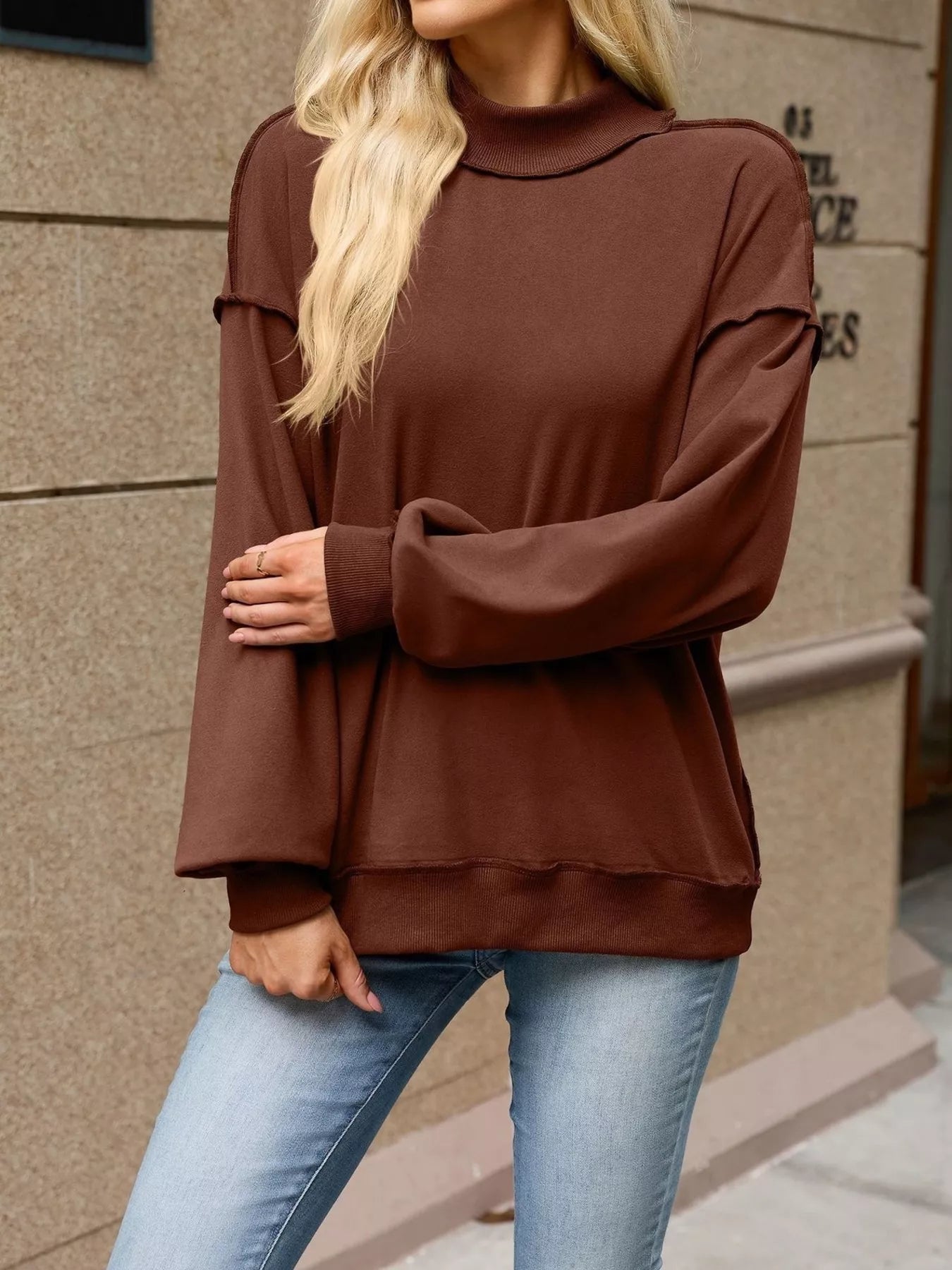 Trendsi Loose Fit Crew Neck Sweatshirt -