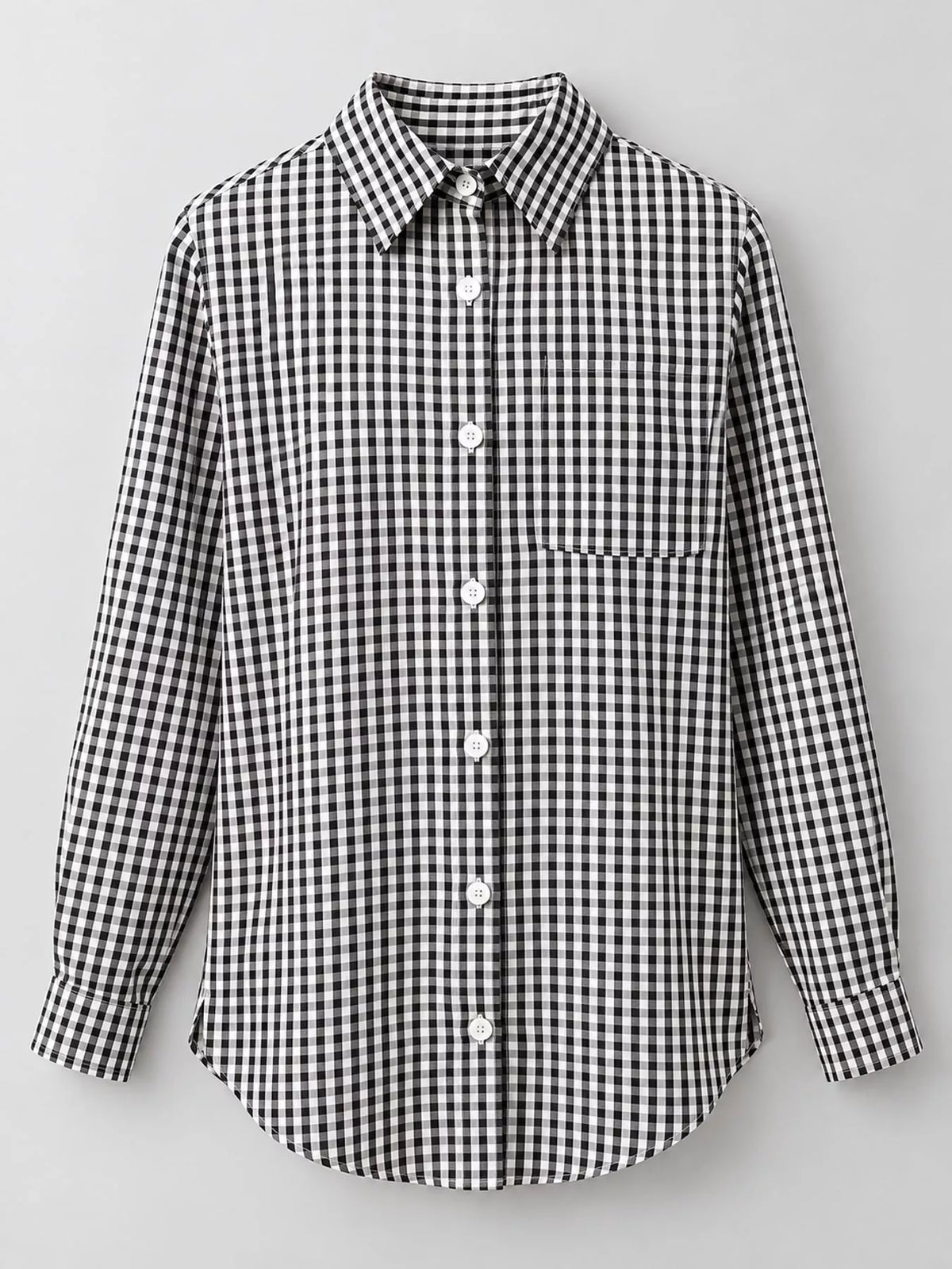 Black and white plaid button-down shirt