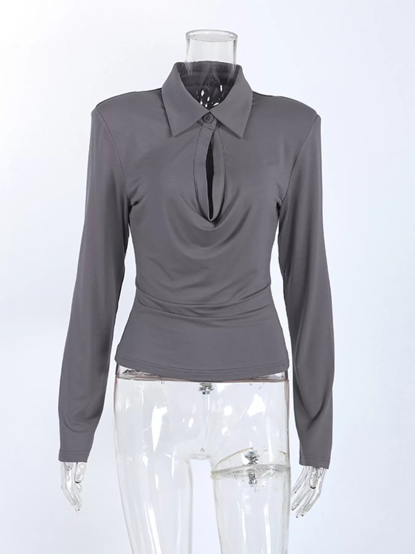 Trendsi Long-Sleeve Slim-Fit T-Shirt with Cutout Detail -