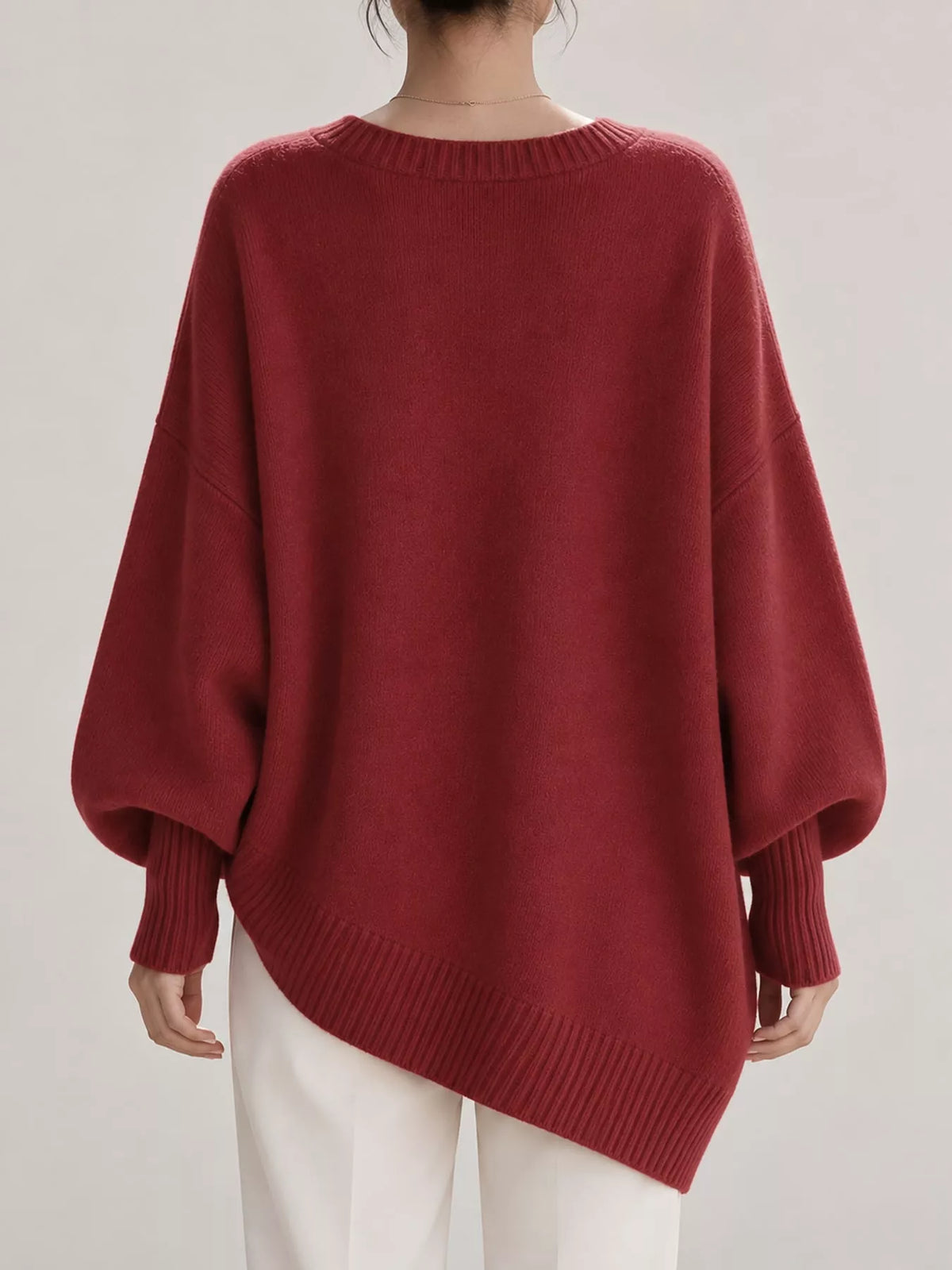 Batwing sweater, red back