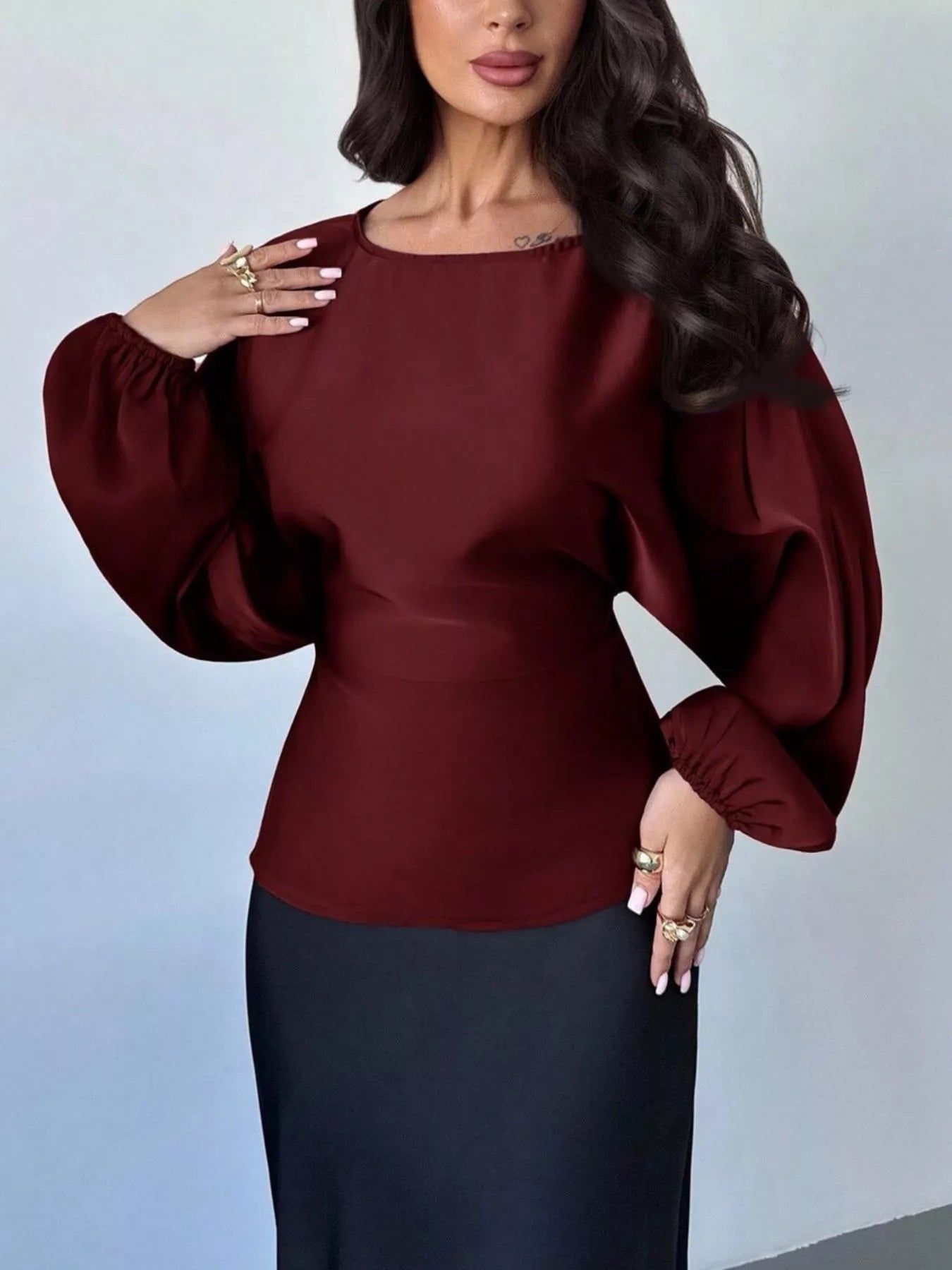 Trendsi Polka Dot Round Neck Blouse -