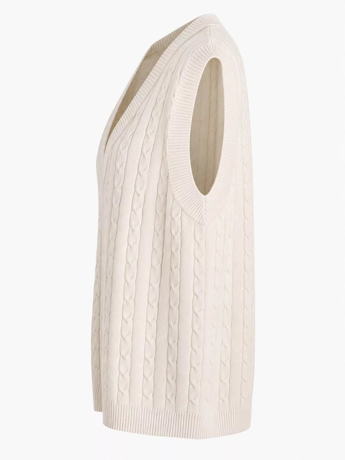 Cable-knit sweater vest, cream side