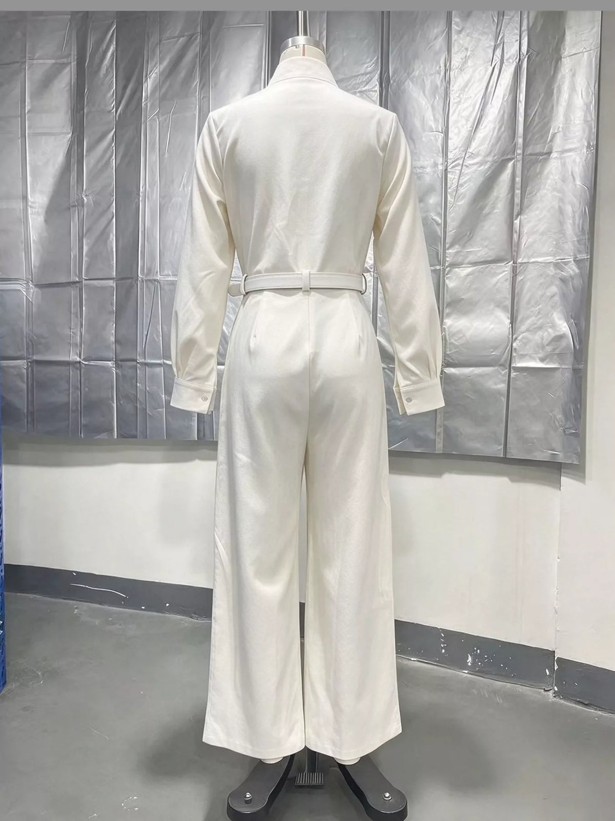 Button Front Wide-Leg Jumpsuit — garment back