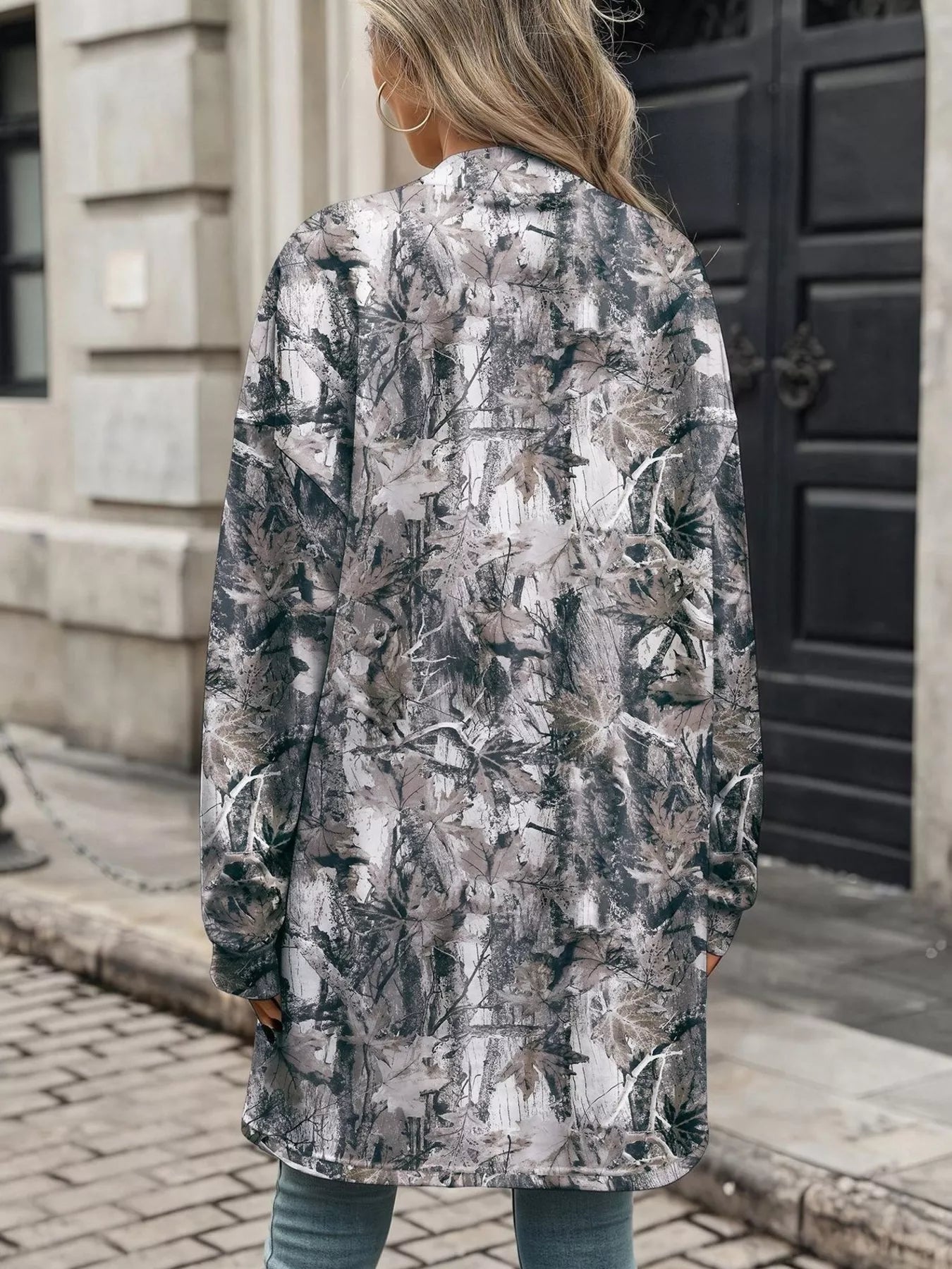 Trendsi Printed Open Front Cardigan -