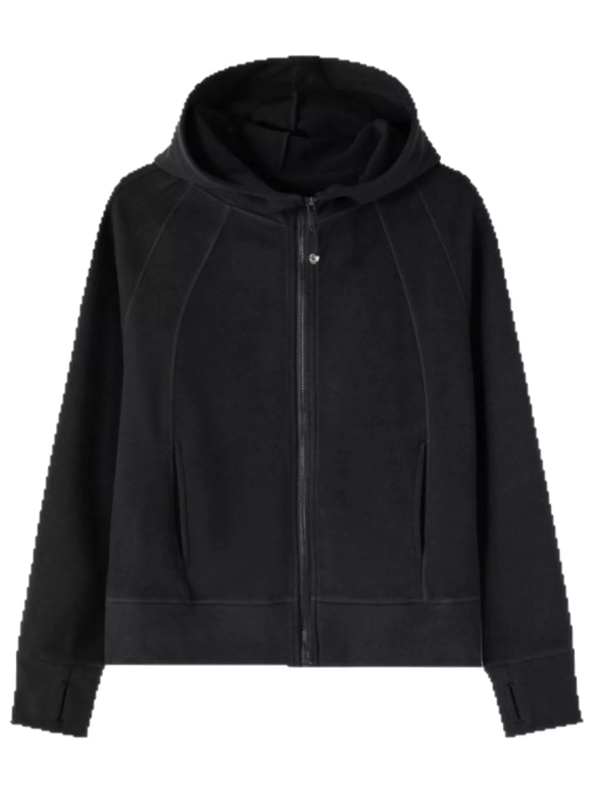 Black full-zip long sleeve hoodie with pockets
