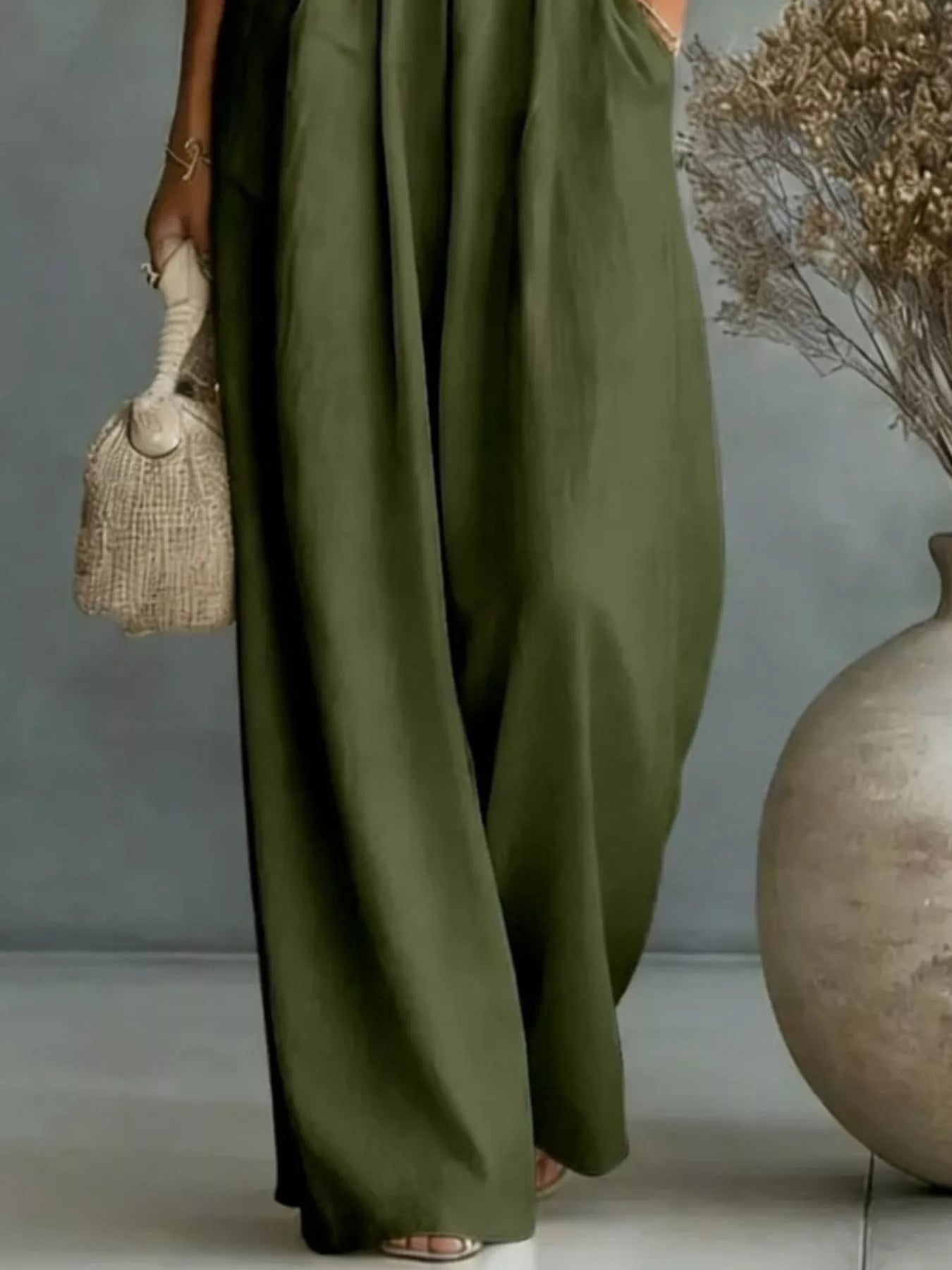 Trendsi Full Size Half Sleeve Wide-Leg Jumpsuit Plus Size -