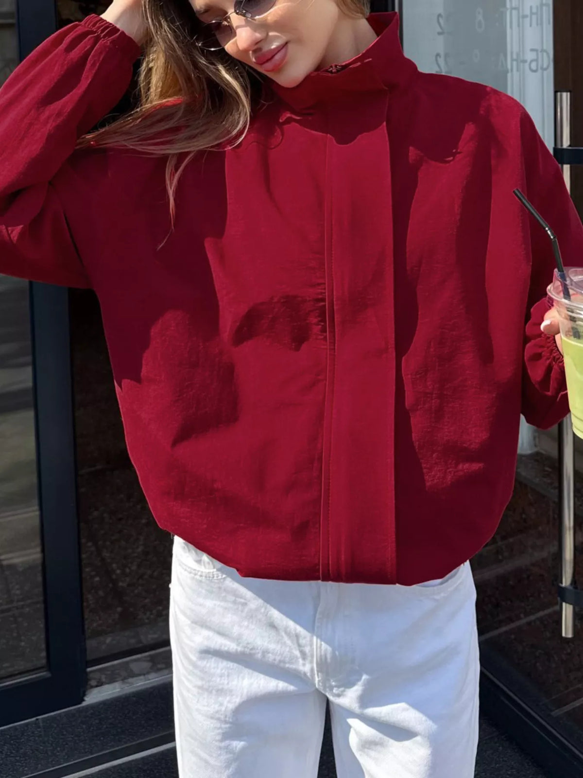 Trendsi Zip Up Dropped Shoulder Jacket -