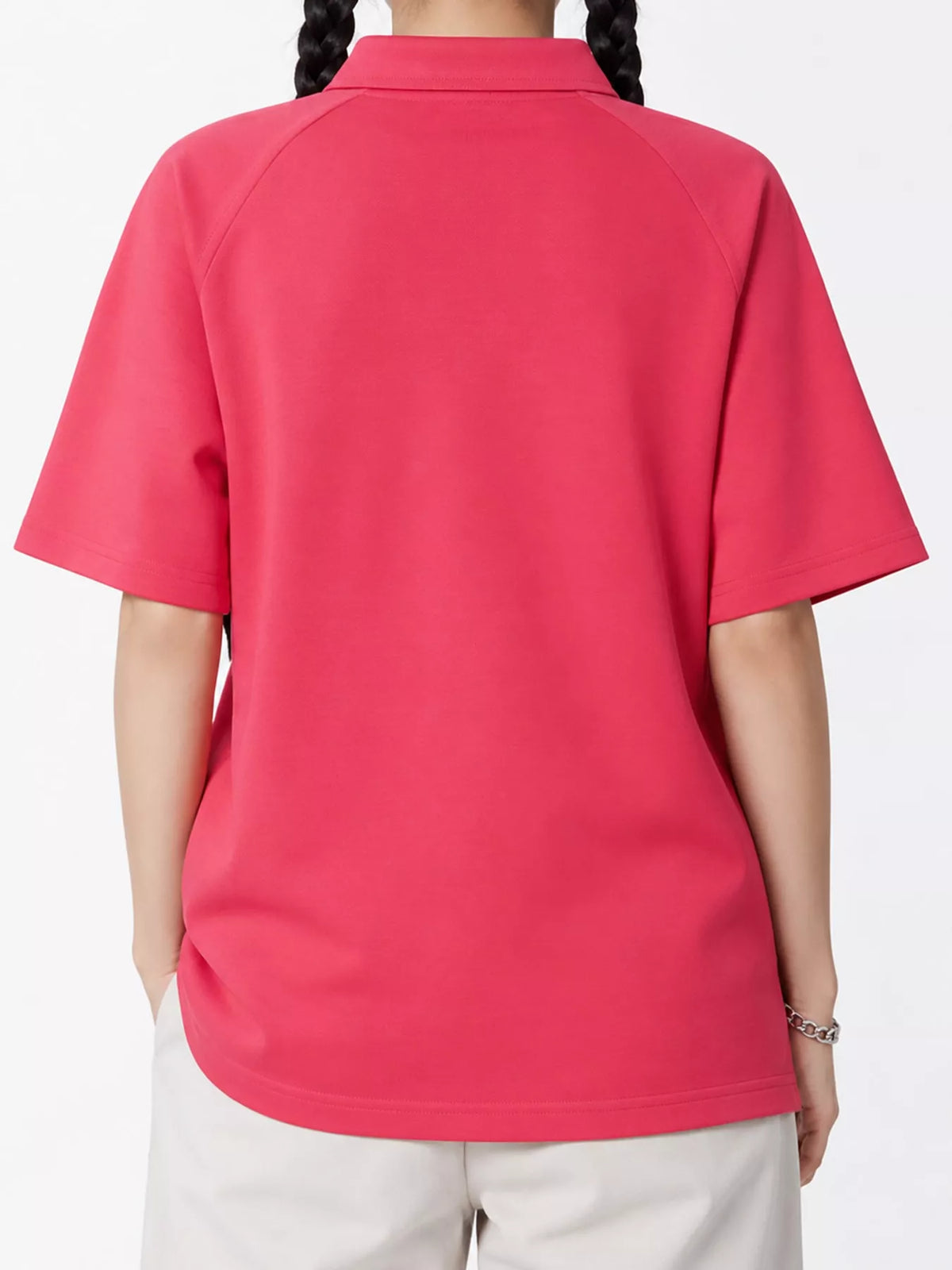 Dragon Fruit Pink short sleeve polo t-shirt, back view