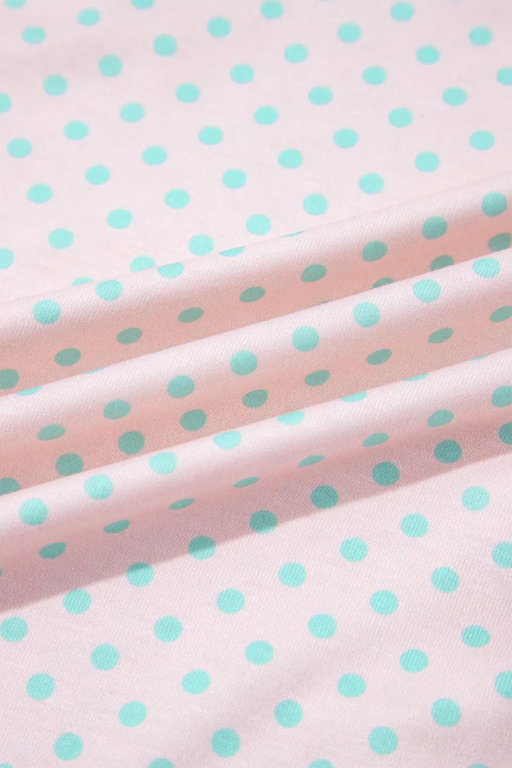 Striped Polka Dot Long Sleeve Polo Top, print detail